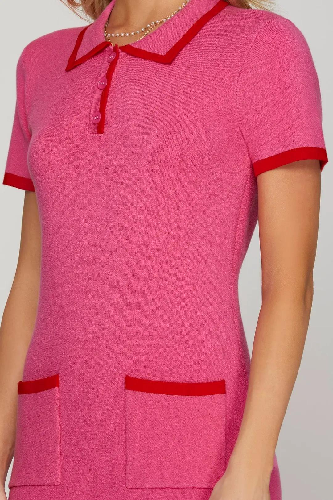 Red and Pink Sweater Dress