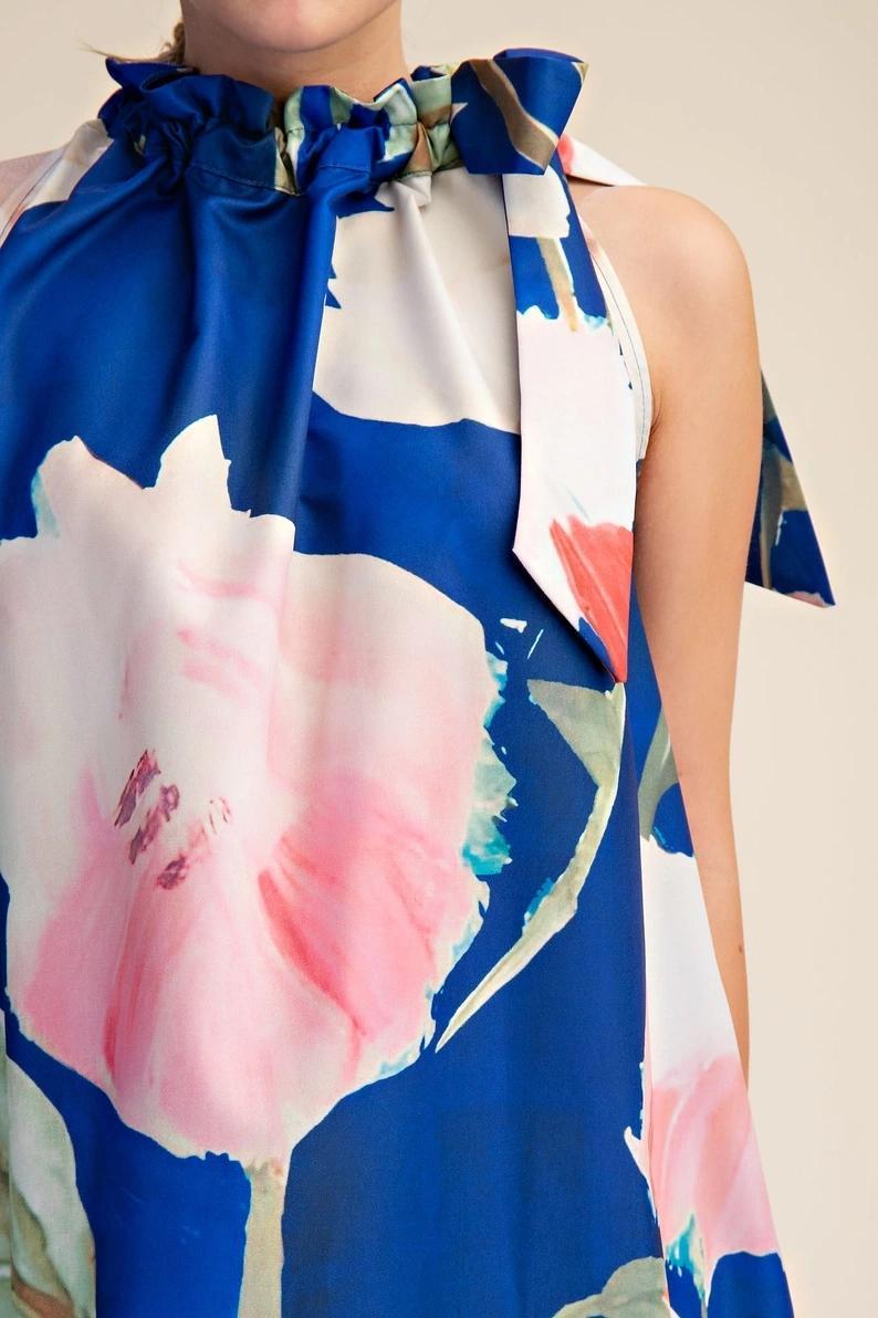 Royal Floral Print Mini Dress