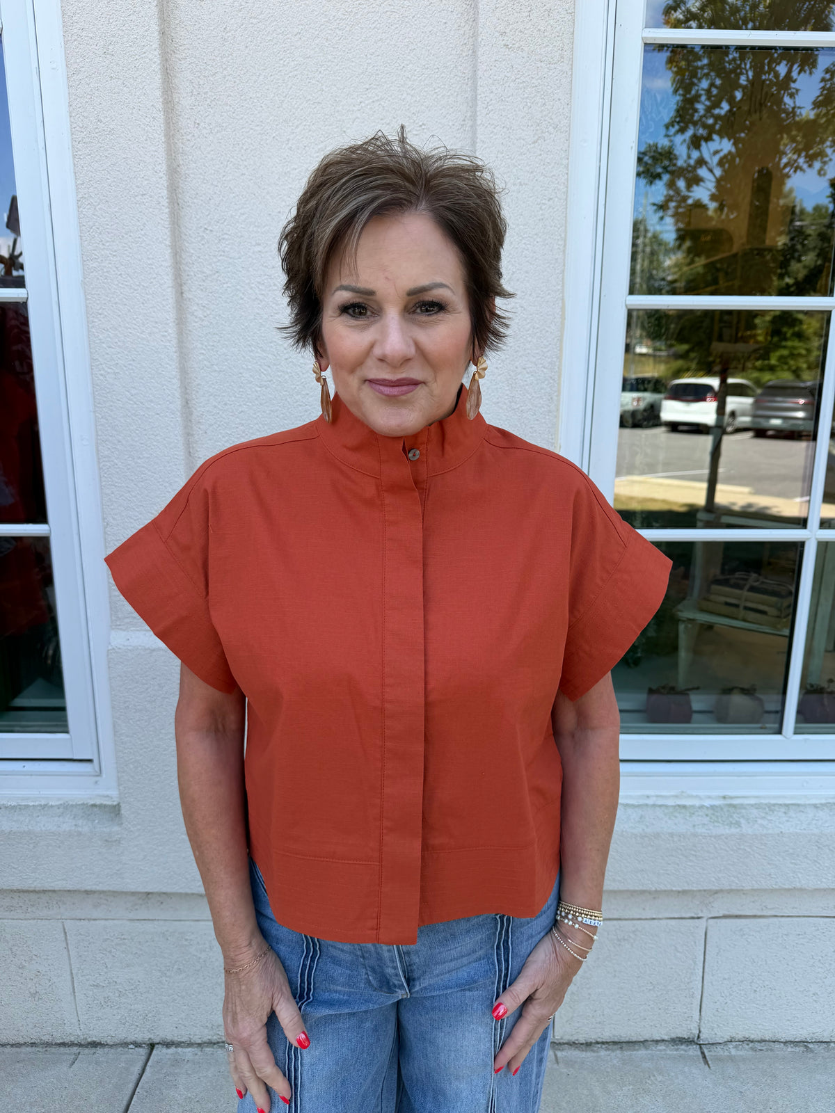 Rust Concealed Button Top
