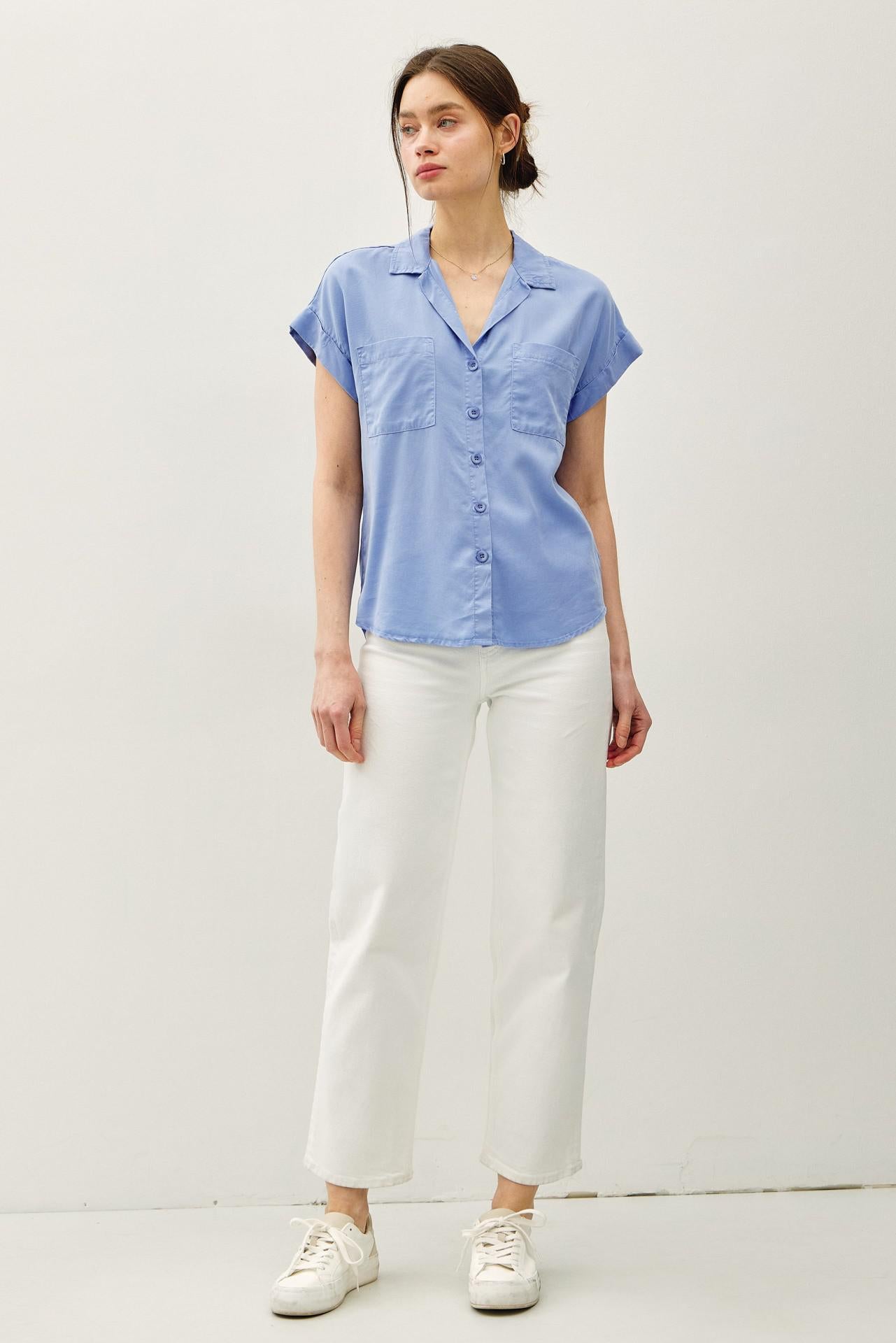Blueberry Cap Sleeve Tencel Shirt