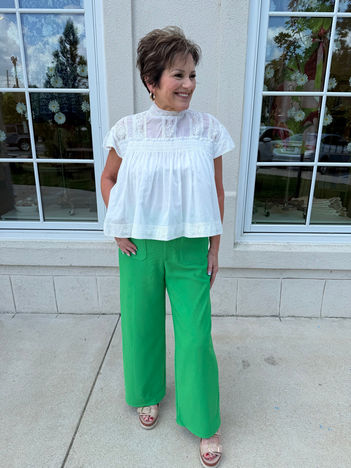 Off White Ruffled Bow Top