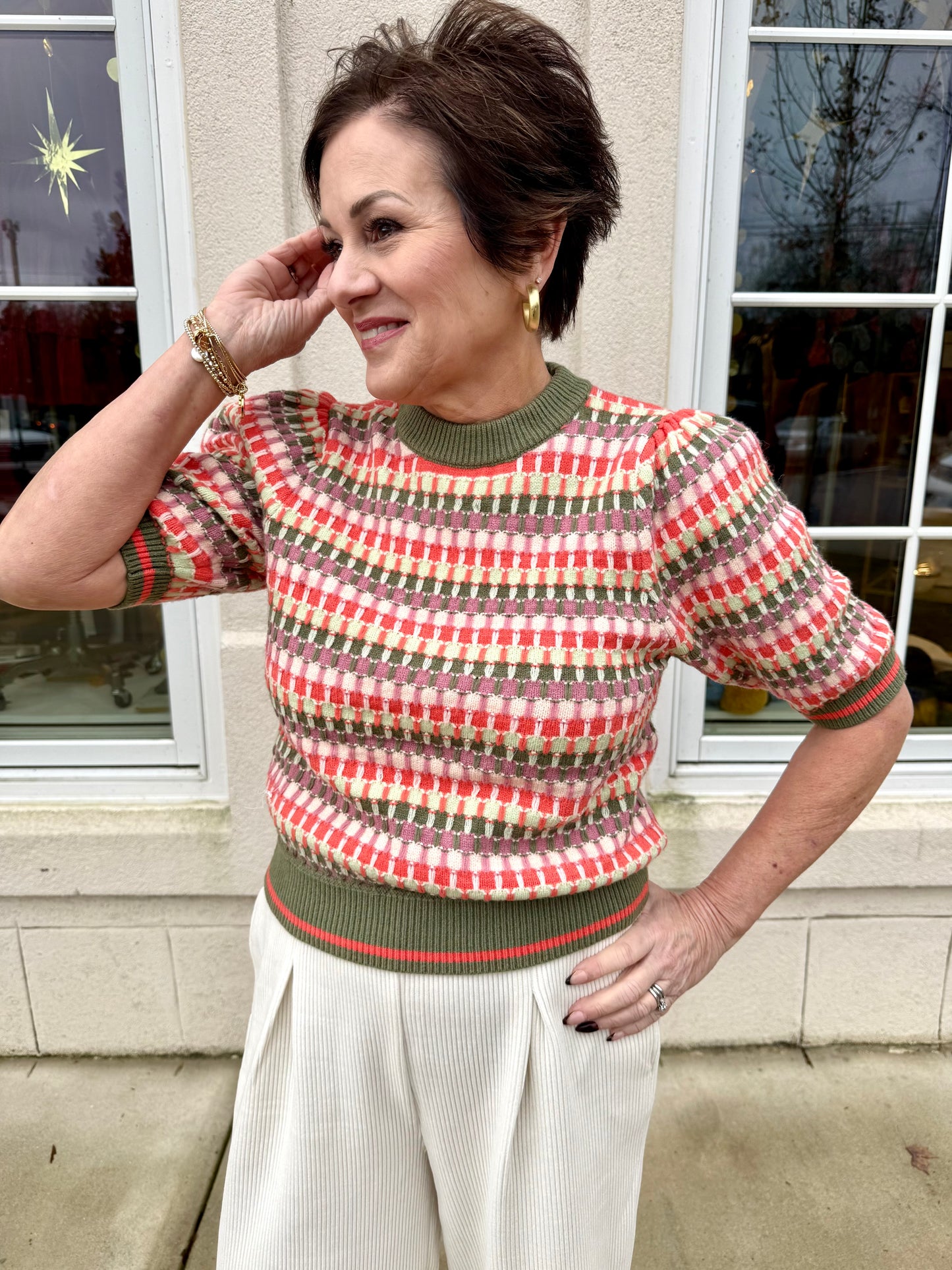 Verdigris Multi Colored Knit Top