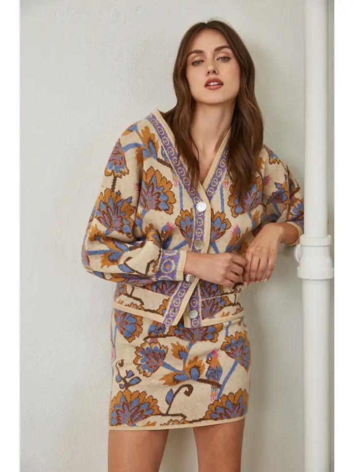 Taupe Combo Sweater Skirt Set