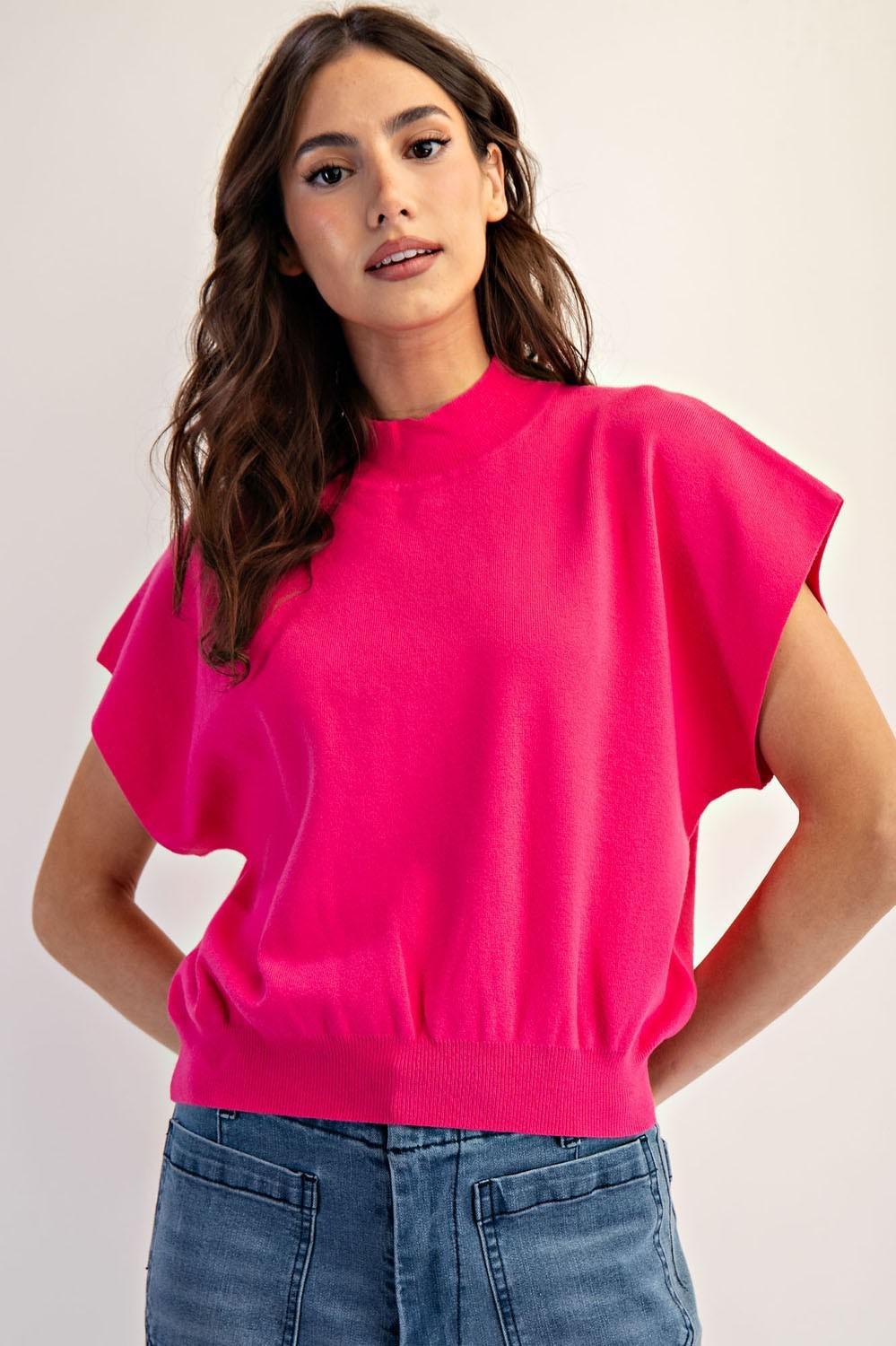 Hot Pink Mock Neck Top