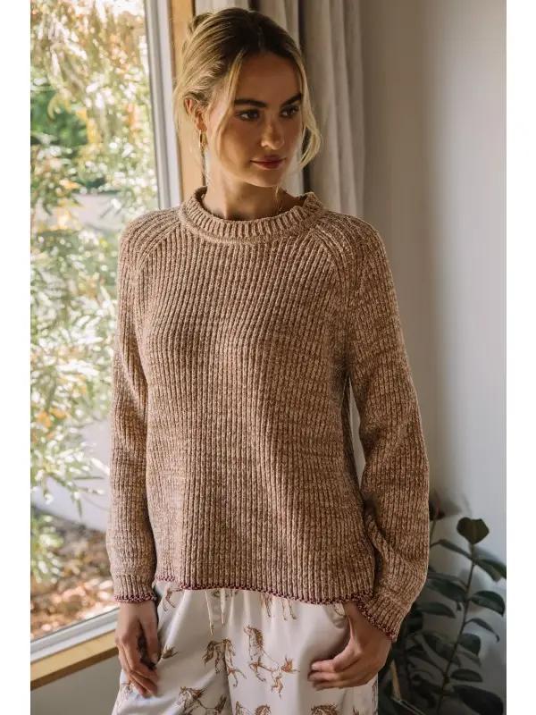 Caramel Knitted Long Sleeve Sweater