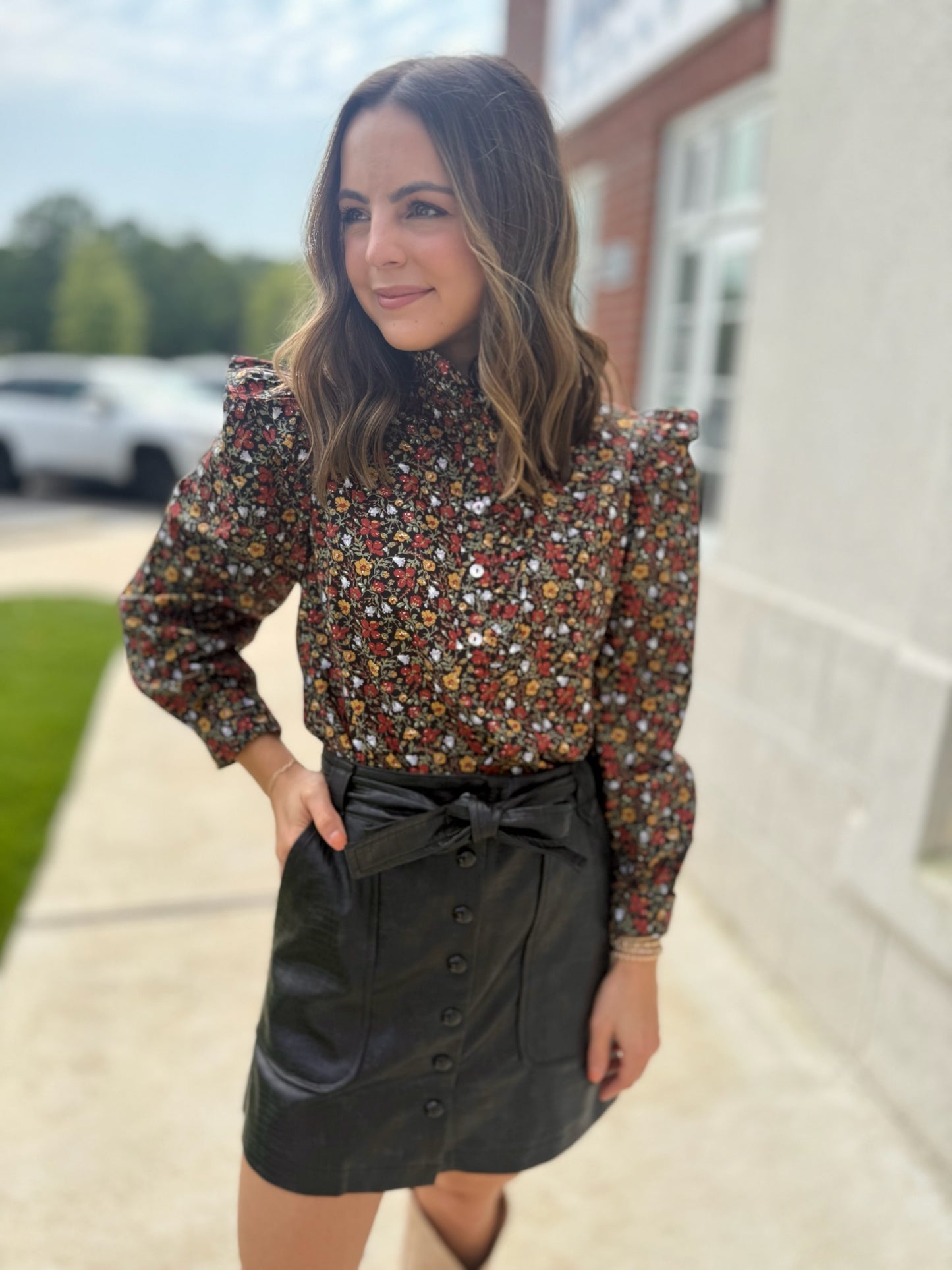 Black Pleather Tie Waist Mini Skirt