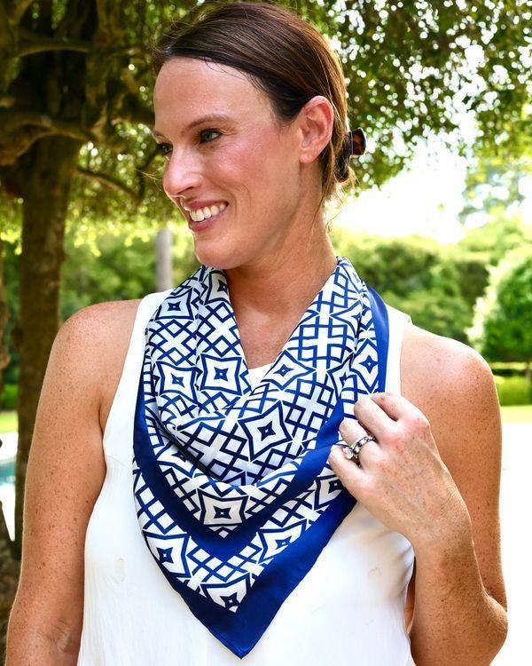 Langston Navy/White Geometric Scarf