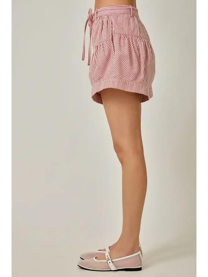 Red Railroad Stripe Twill Shorts