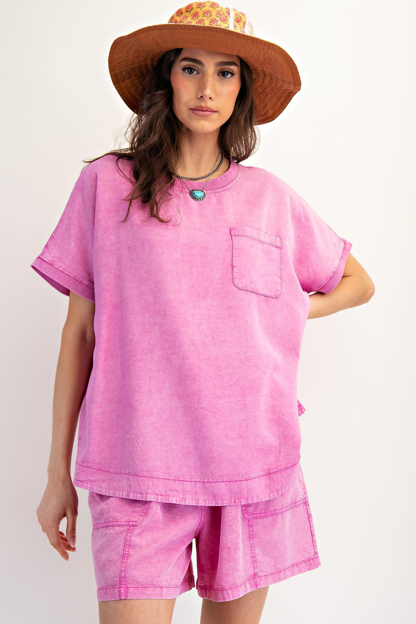 Malibu Pink Washed Top