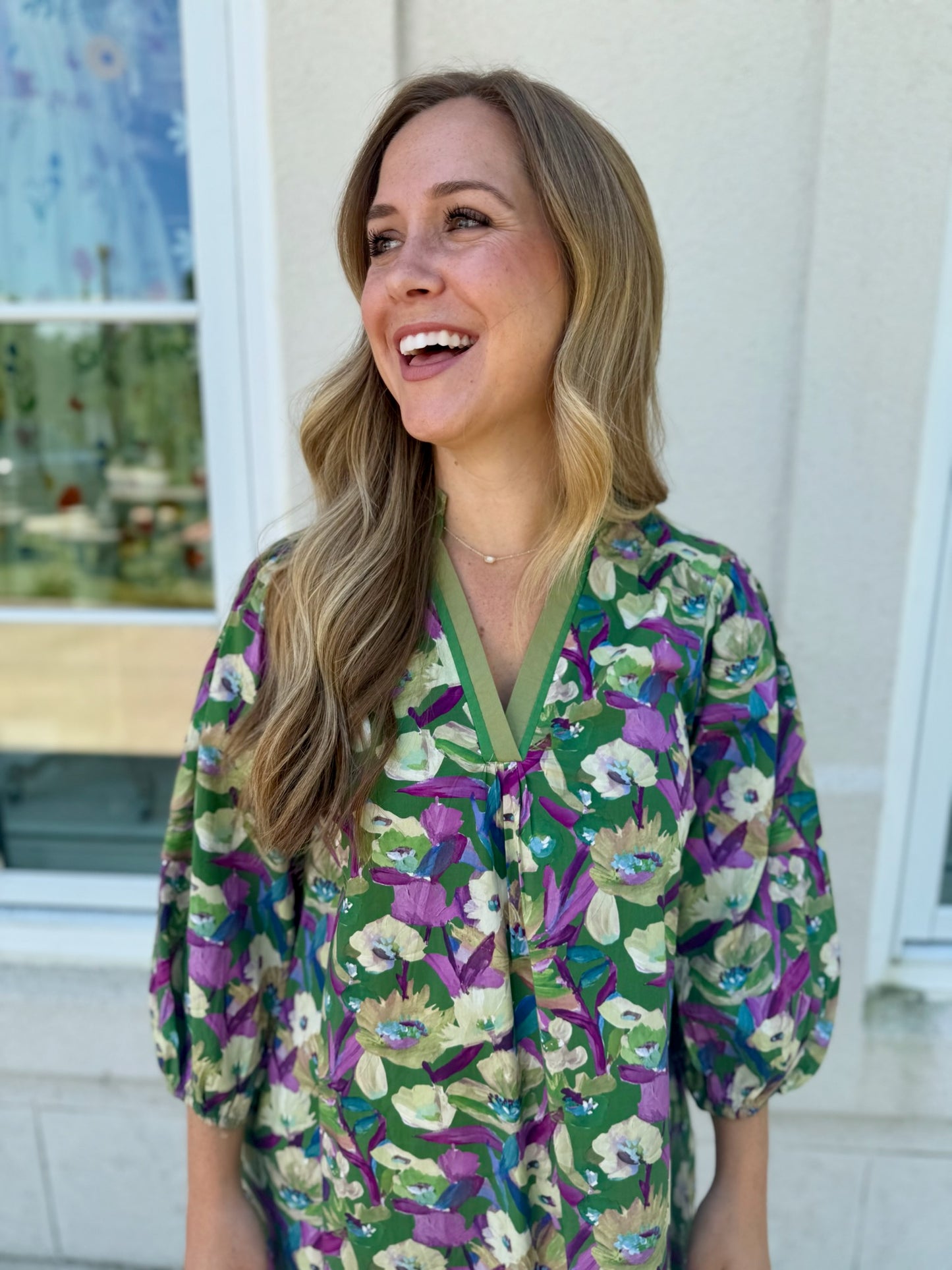 Green Mix Boho Floral Print Dress