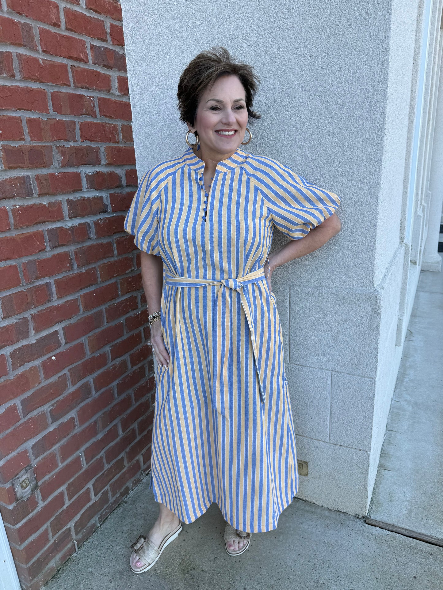 Honey Mustard and Denim Striped Dress