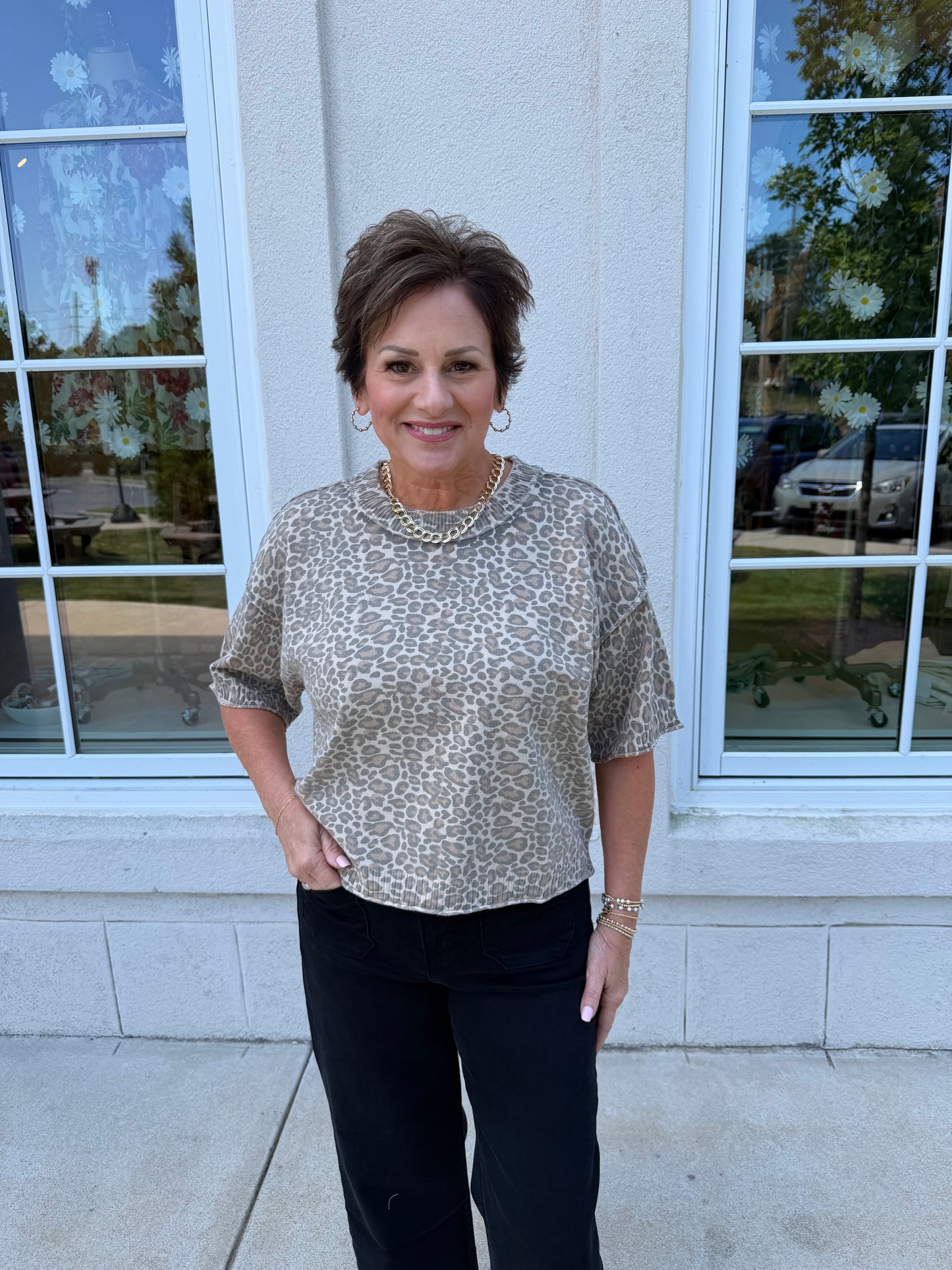 Honey Leopard Print Knit Top