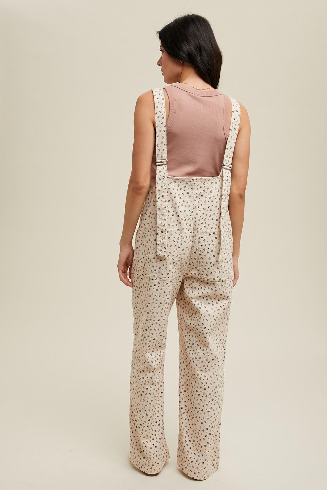Cream Combo Floral Overalls