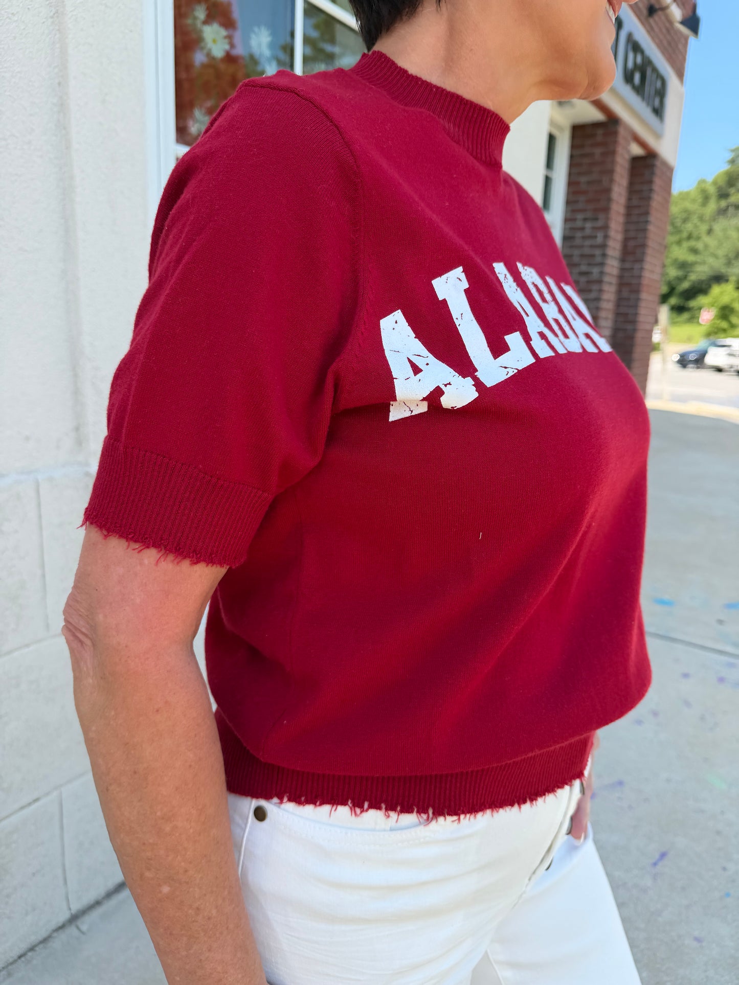 Dark Red Gameday Knit Top