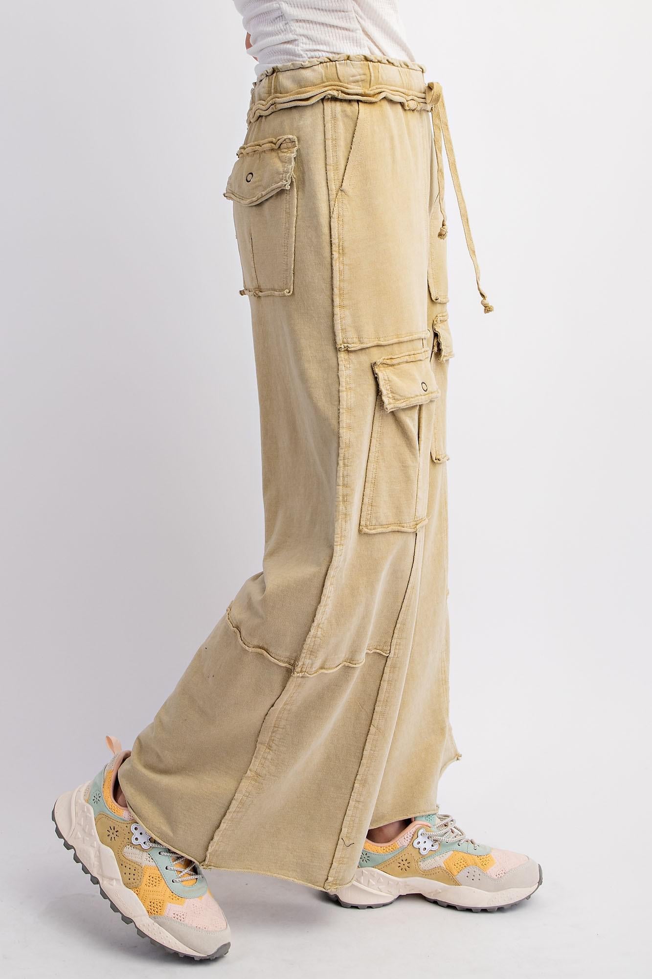 Honey Mustard Mineral Washed Terry Knit Pant
