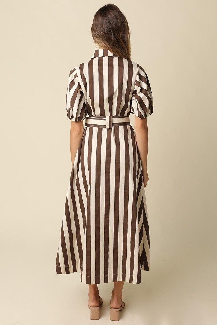 Brown and Taupe Striped Dress