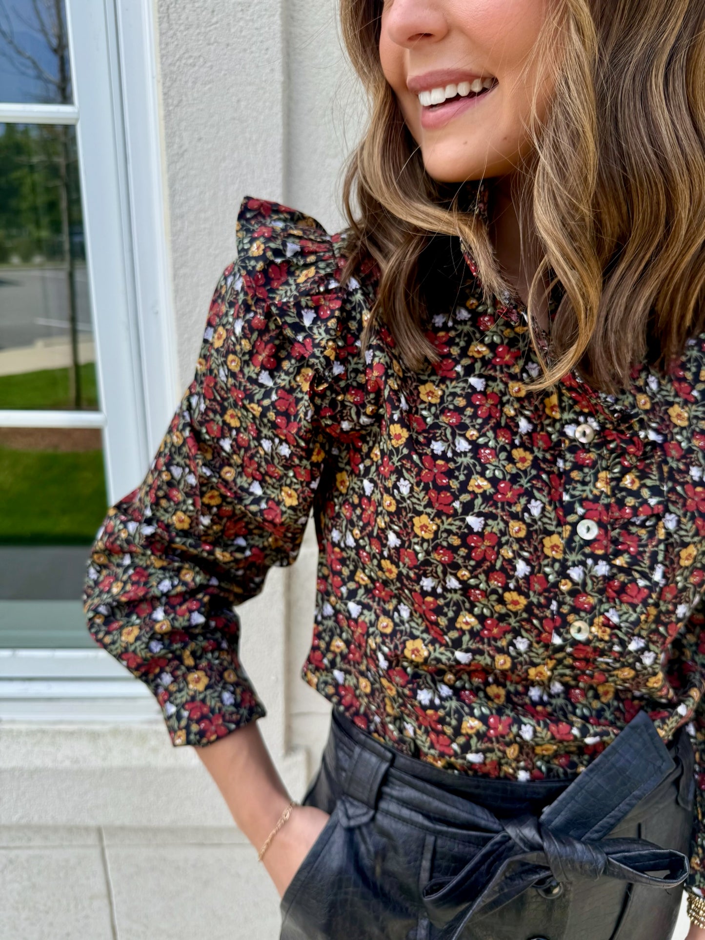 Black Small Floral Top