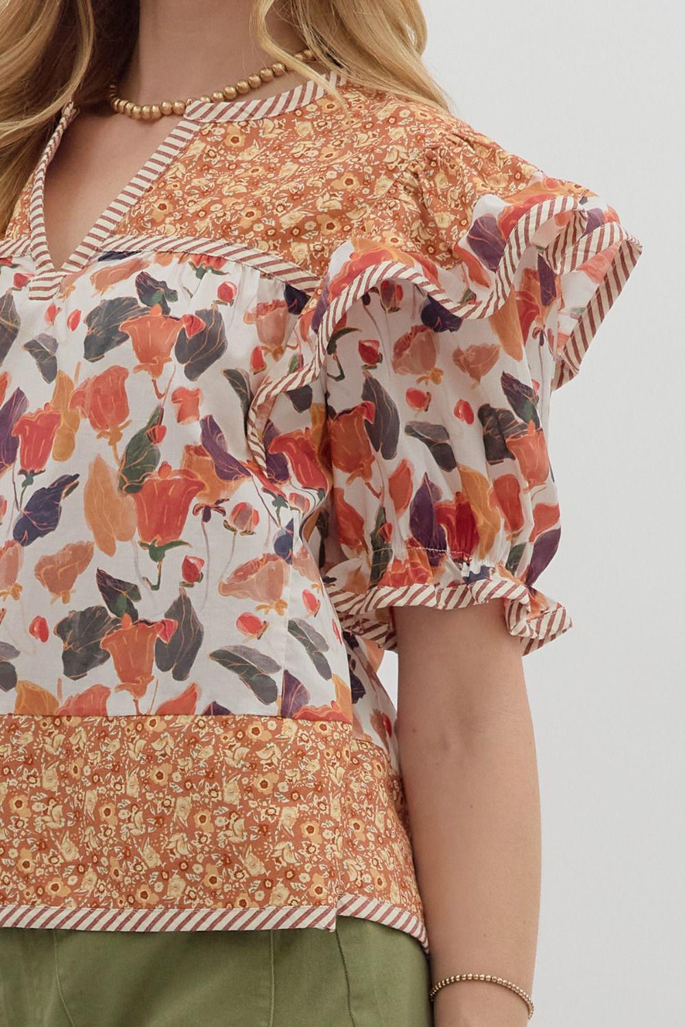 Pumpkin Multi Print Top