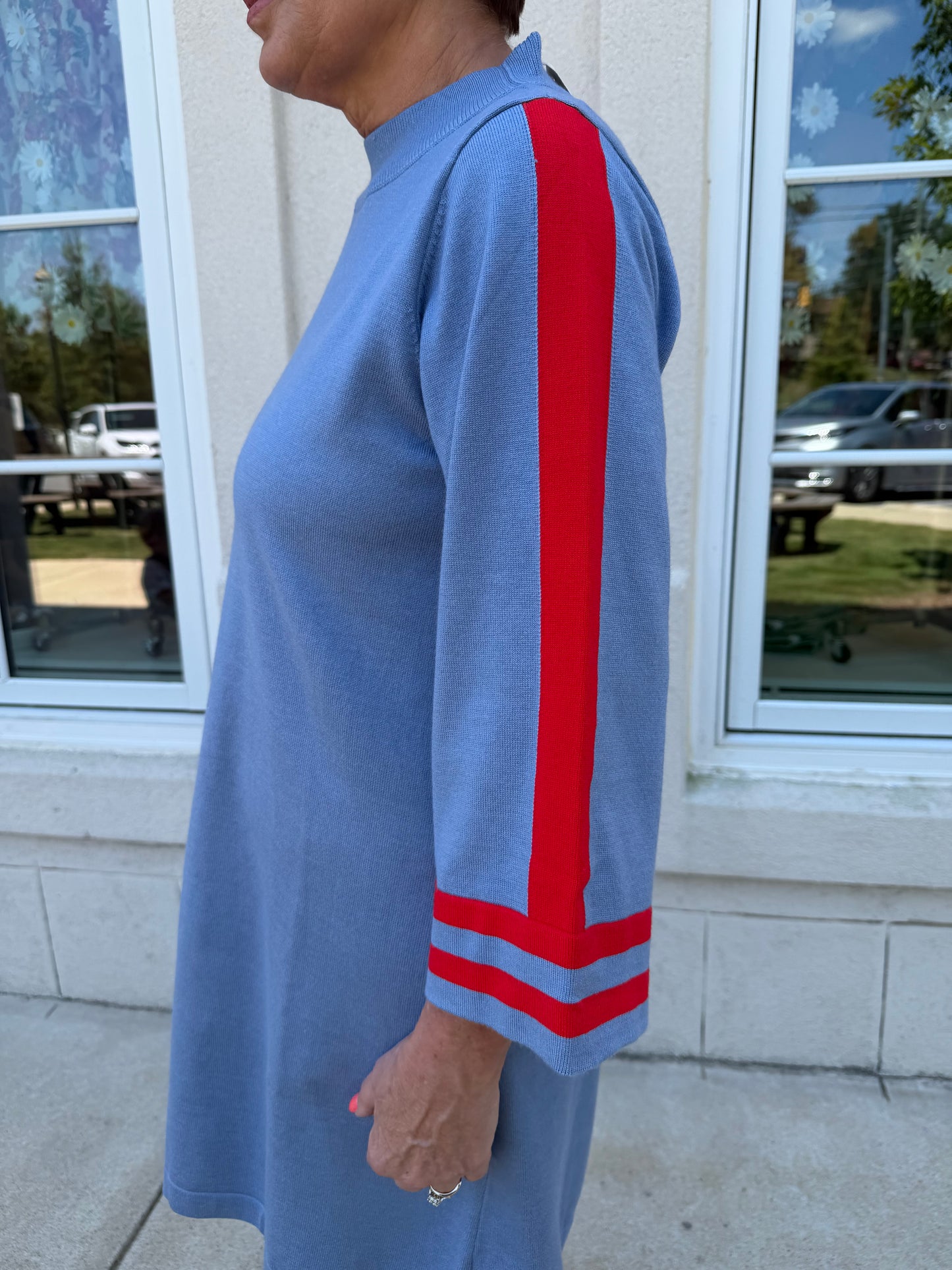 Denim Blue with Red Trim Dress