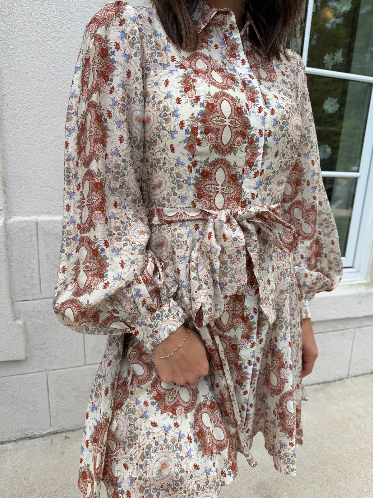 Cream Rust Multi Button Down Mini