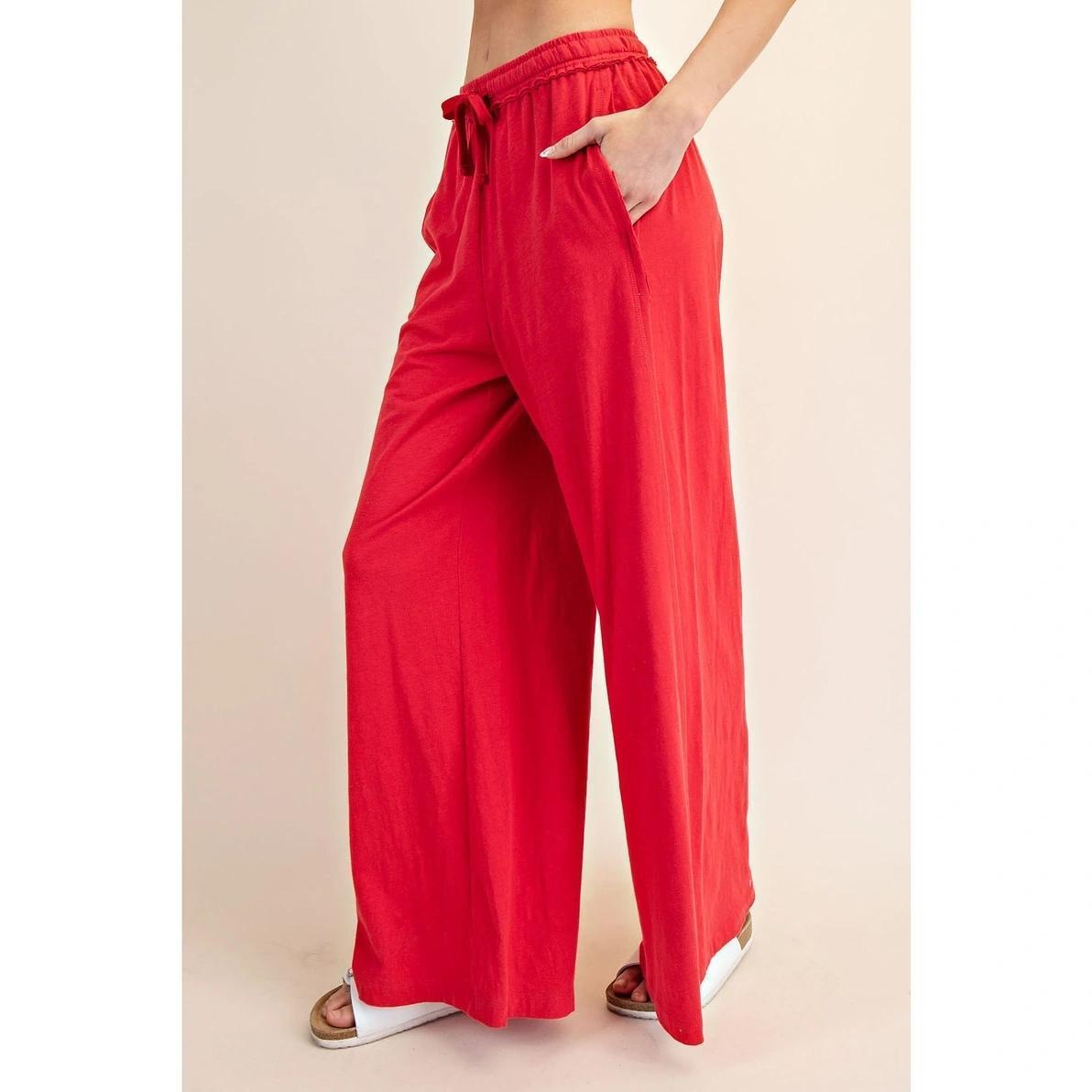 Red Cotton Slub Lounge Set