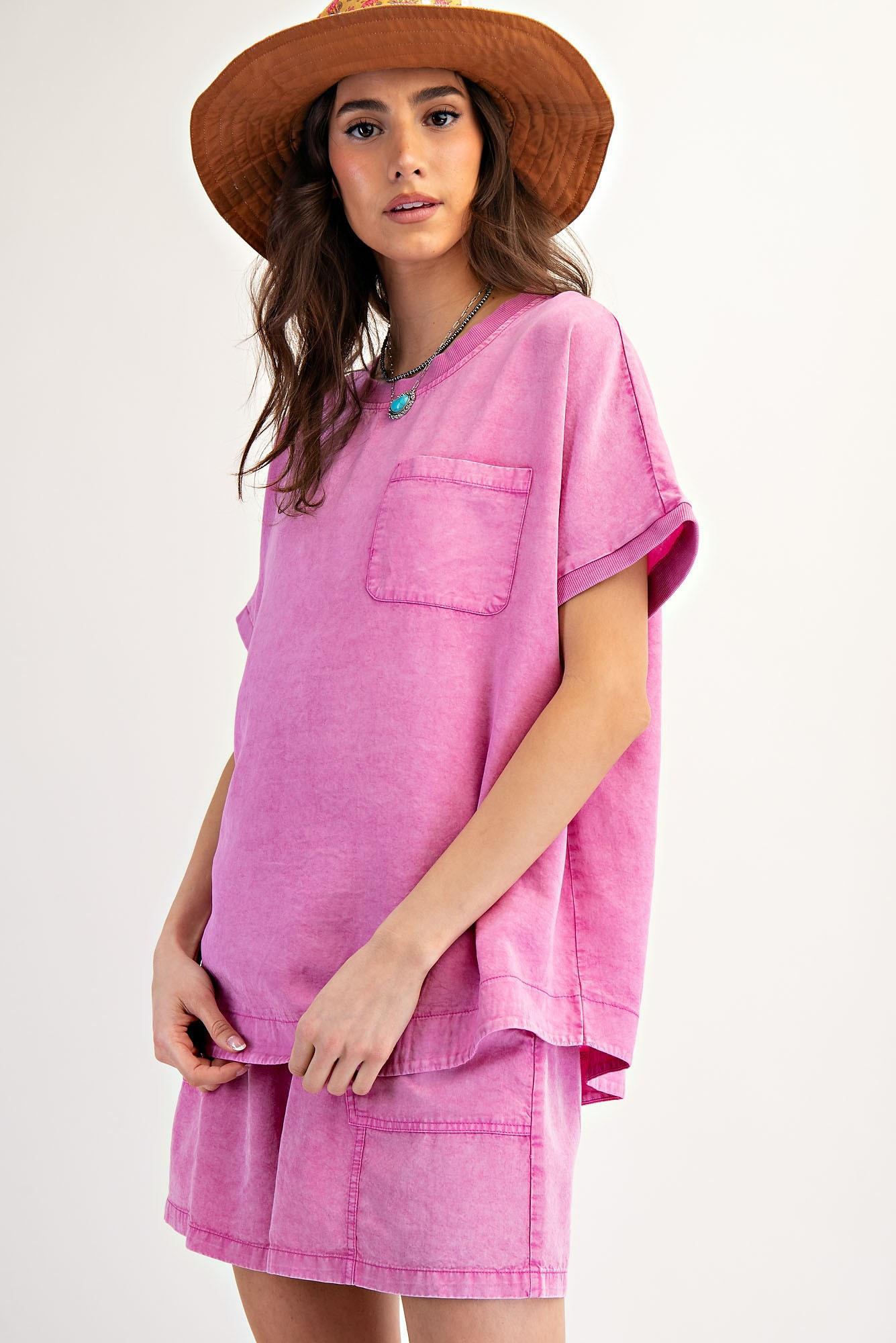 Malibu Pink Washed Top