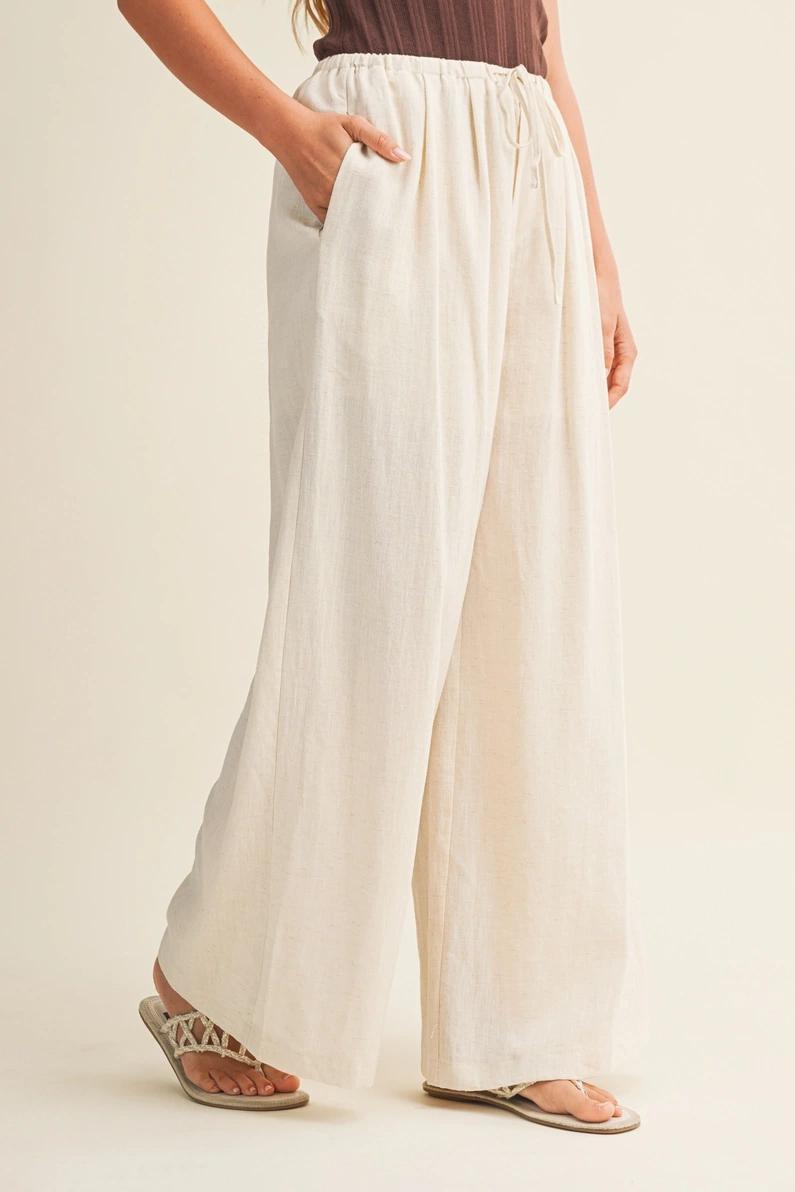 Linen Waist Tuck Pants