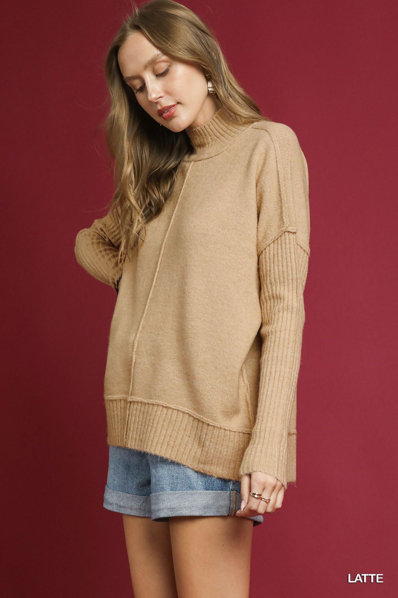 Latte Ribbed Hem Sweater