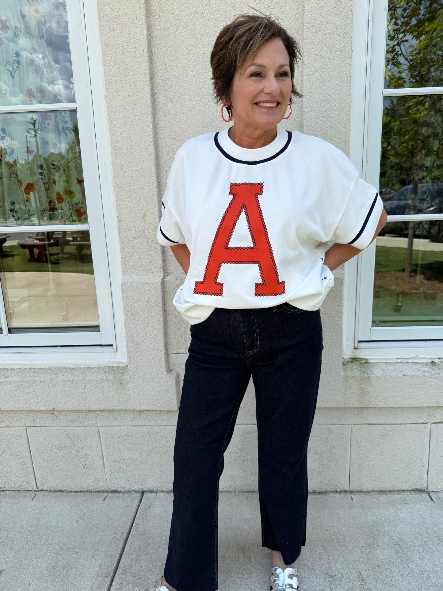 White and Navy Gameday Sweatshirt