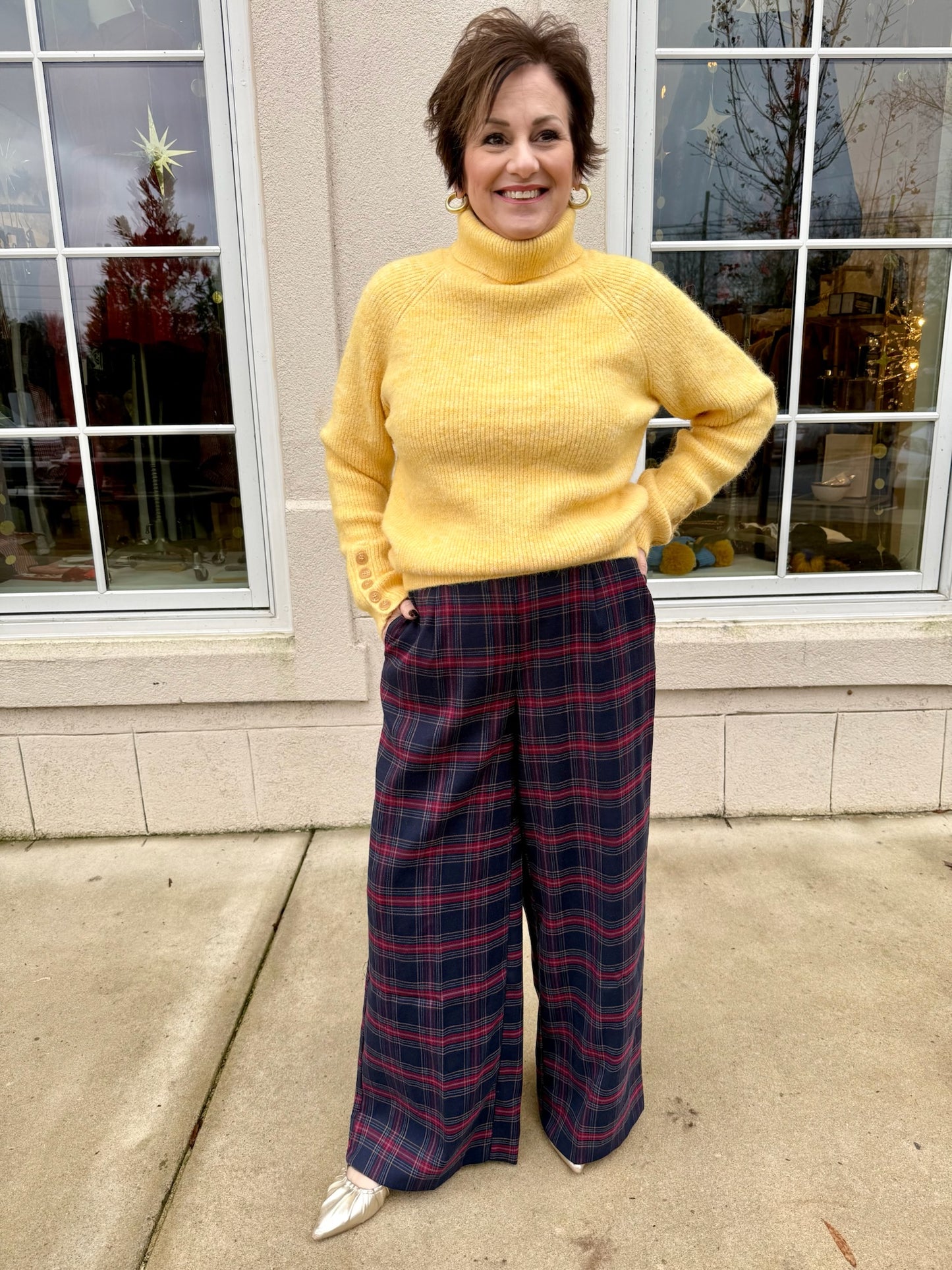 Navy and Red Plaid Pants