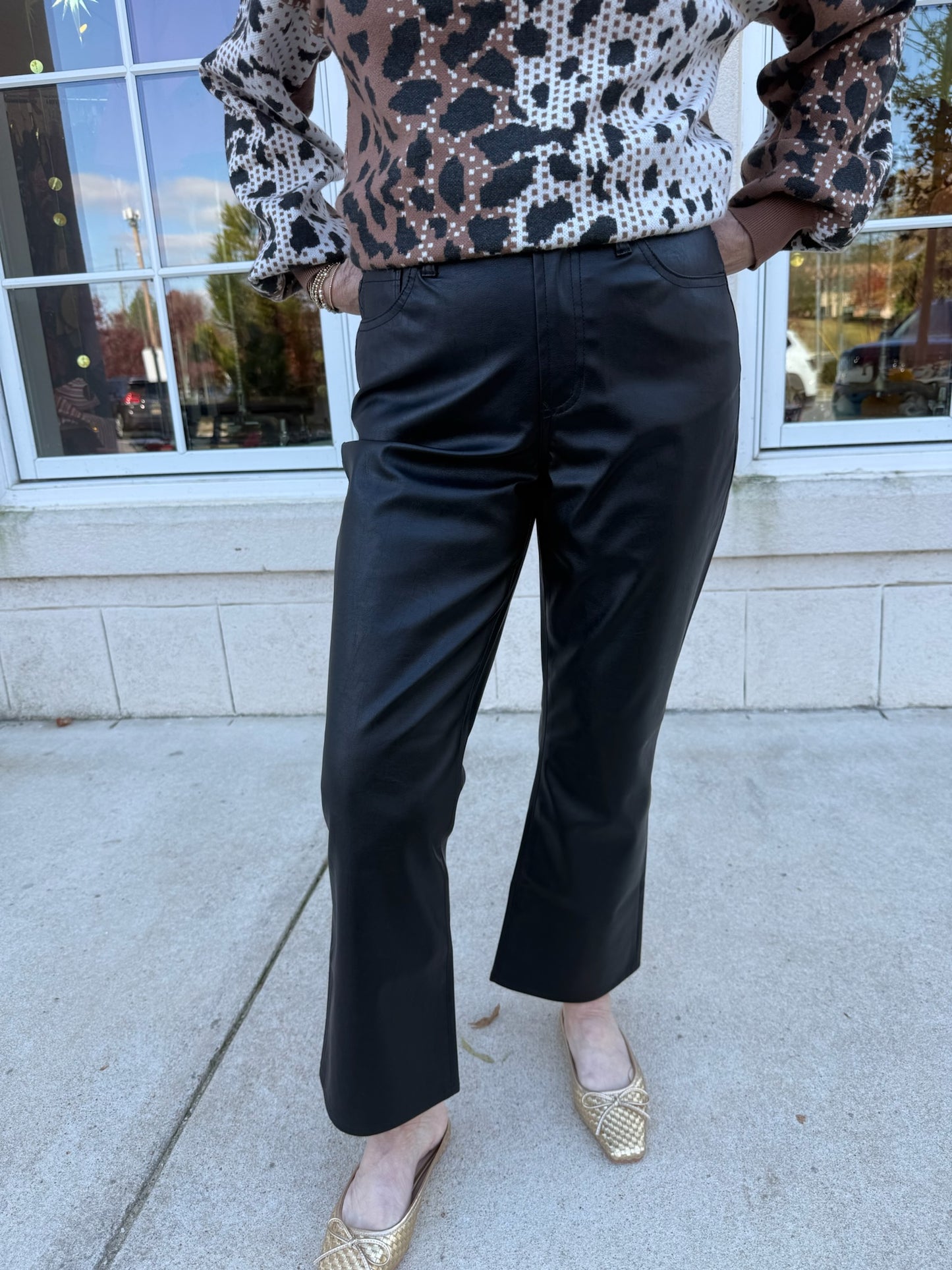 Black Faux Leather Jeanne