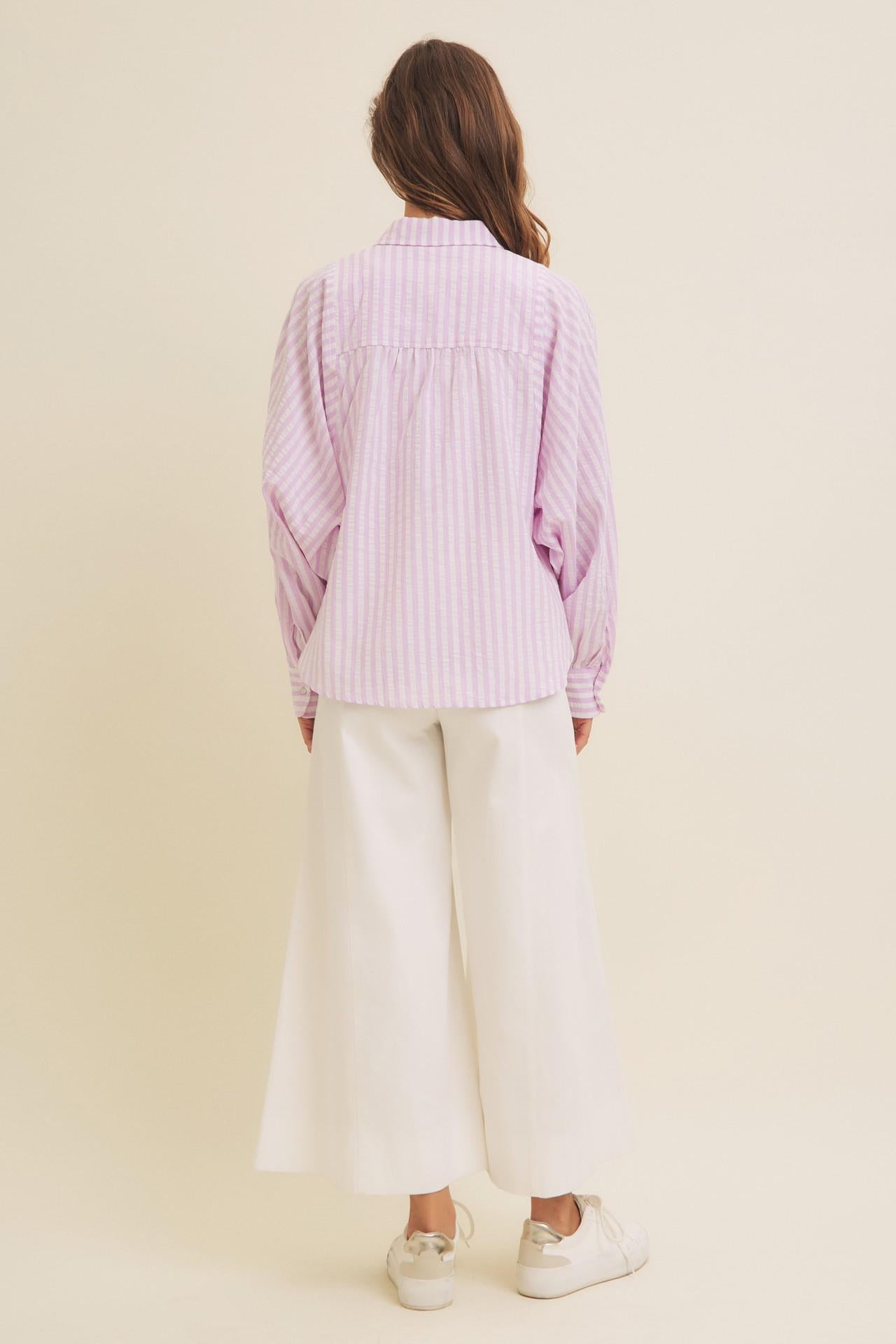 Lavender and White Stripe Button Down