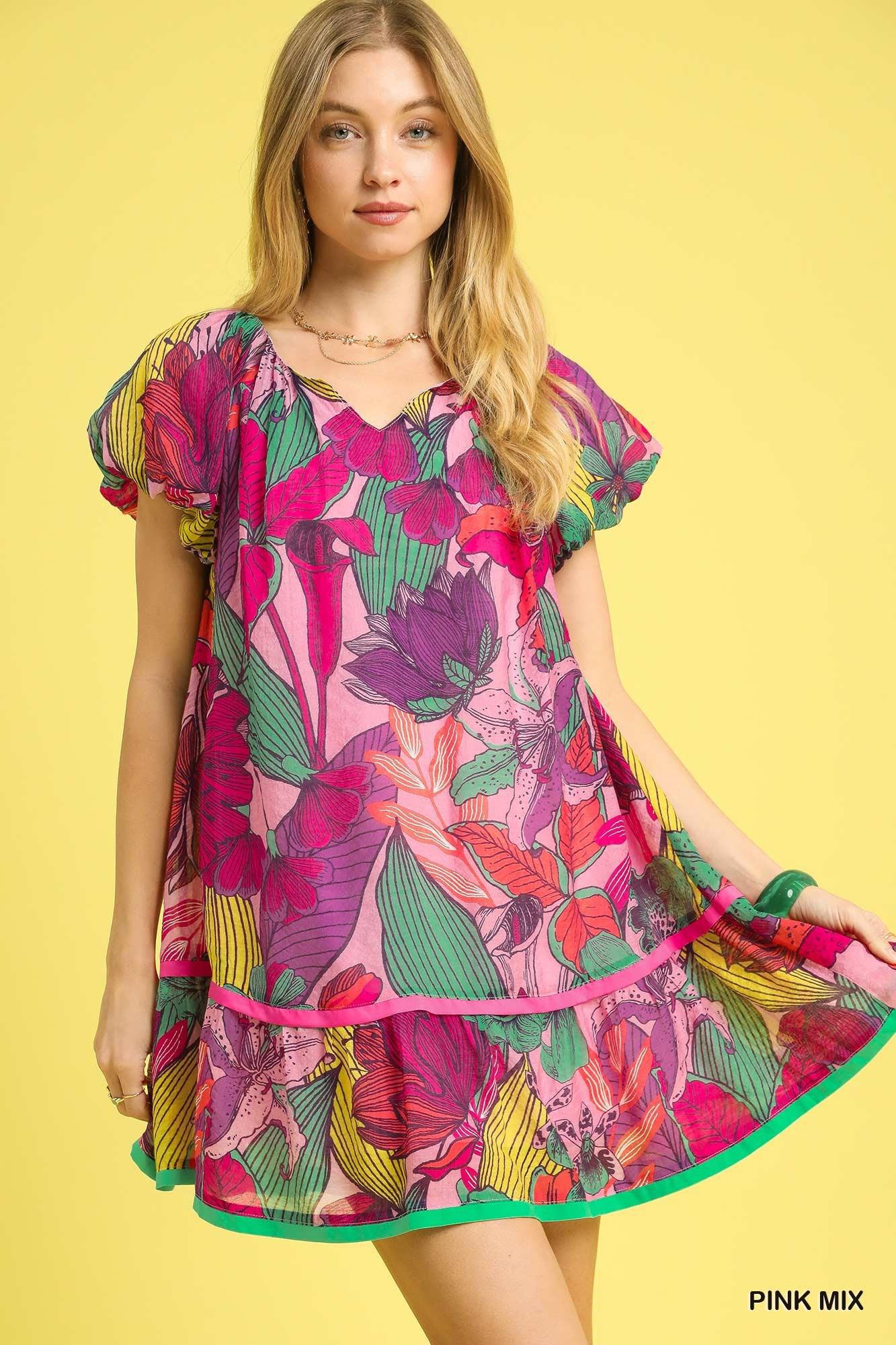 Tropical Bloom Ruffle Mini