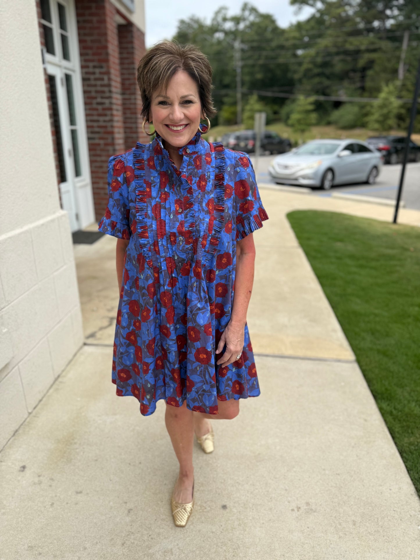 Midnight and Royal Floral Pintuck Mini