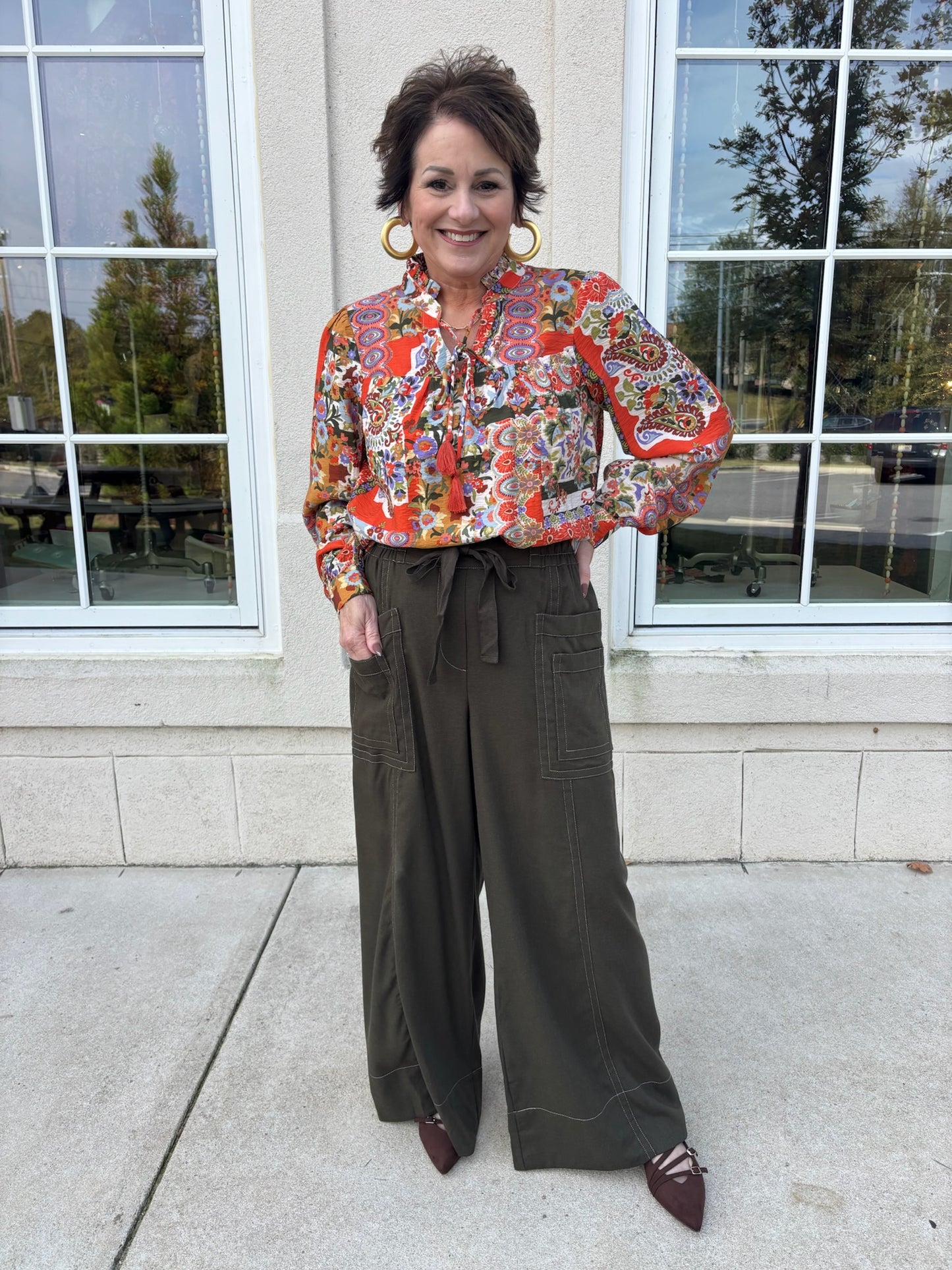 Orange Multi Print Top