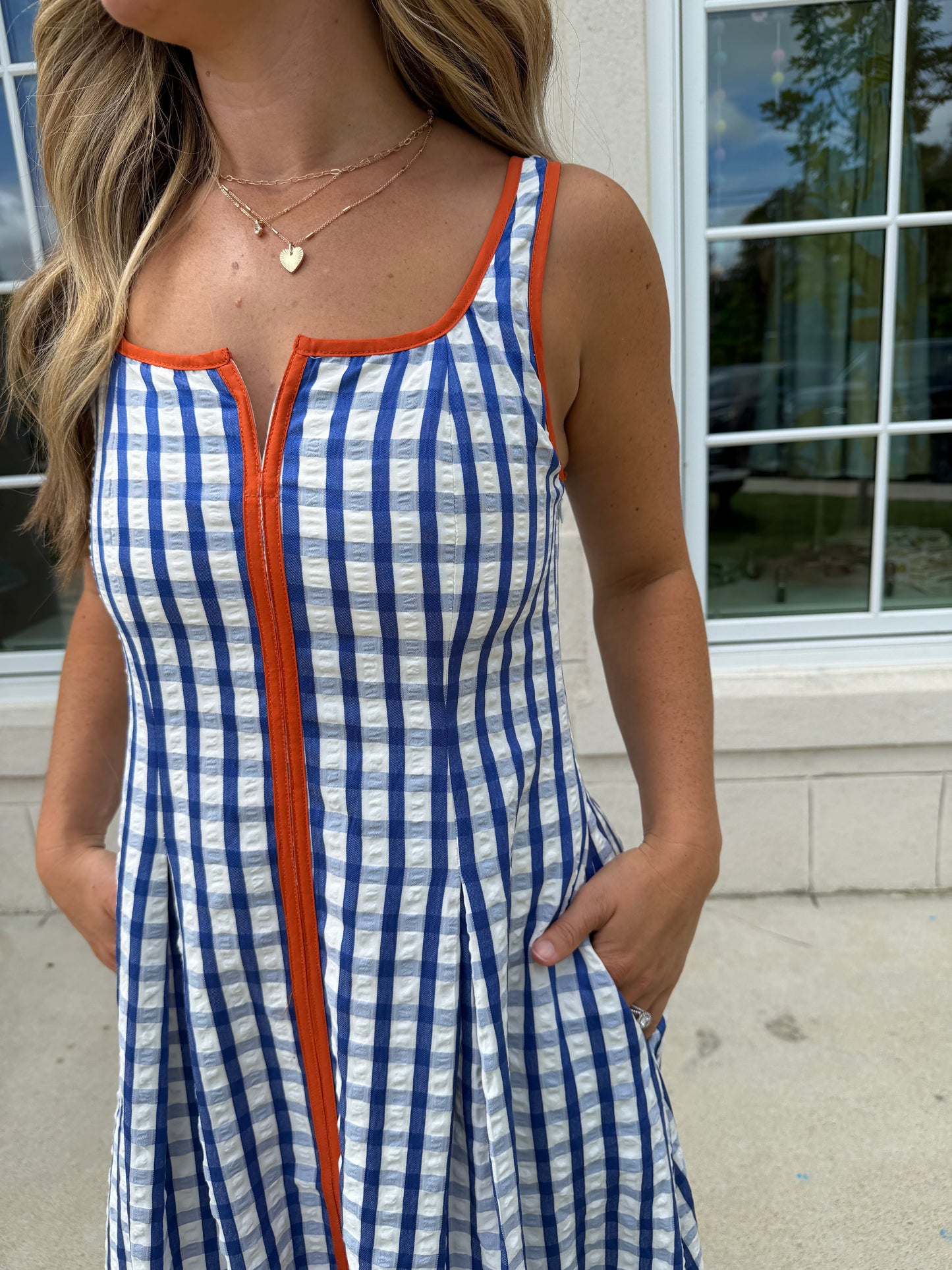 Navy with Orange Trim Dress