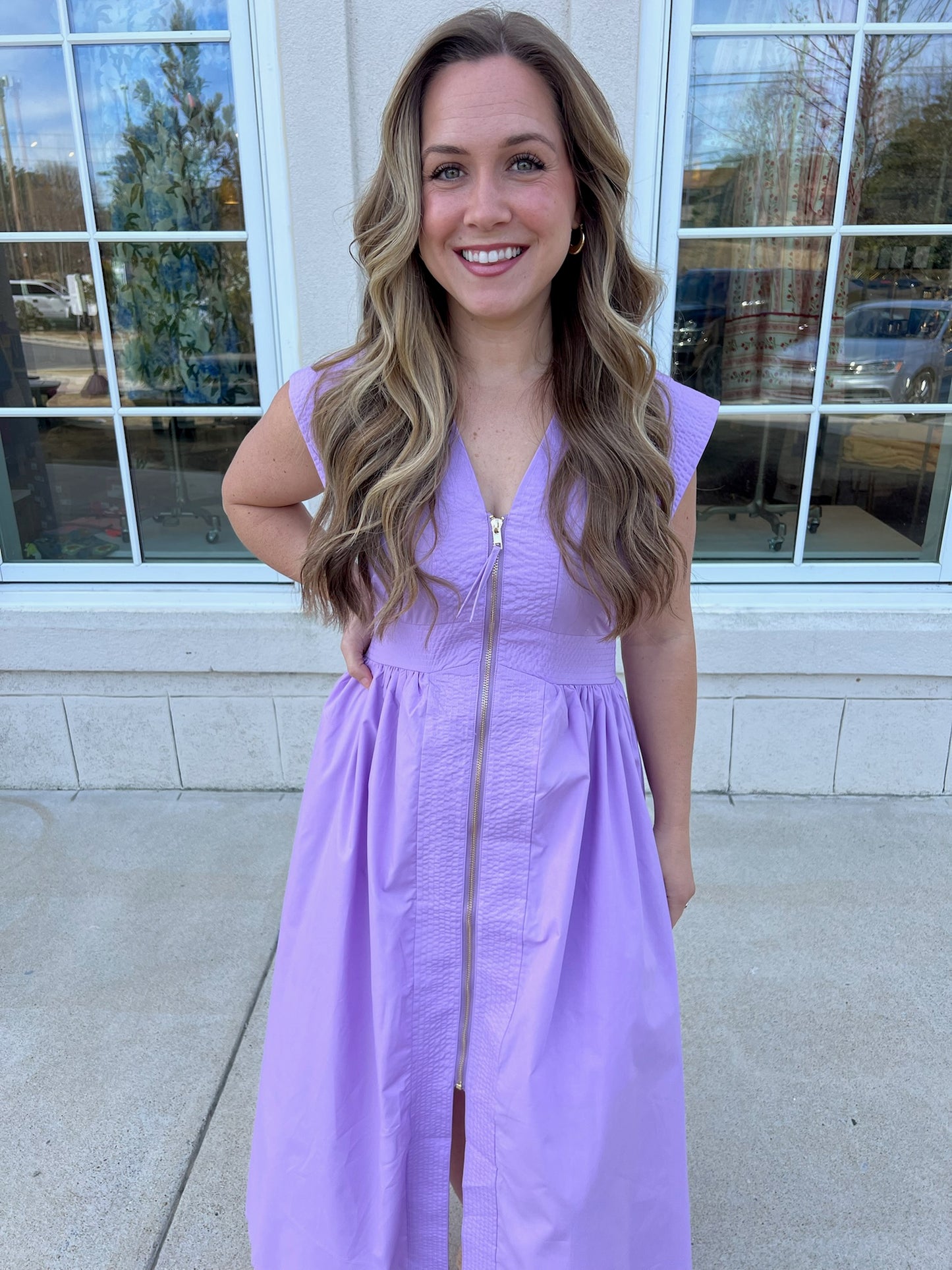 Lavender Zip-Front Midi