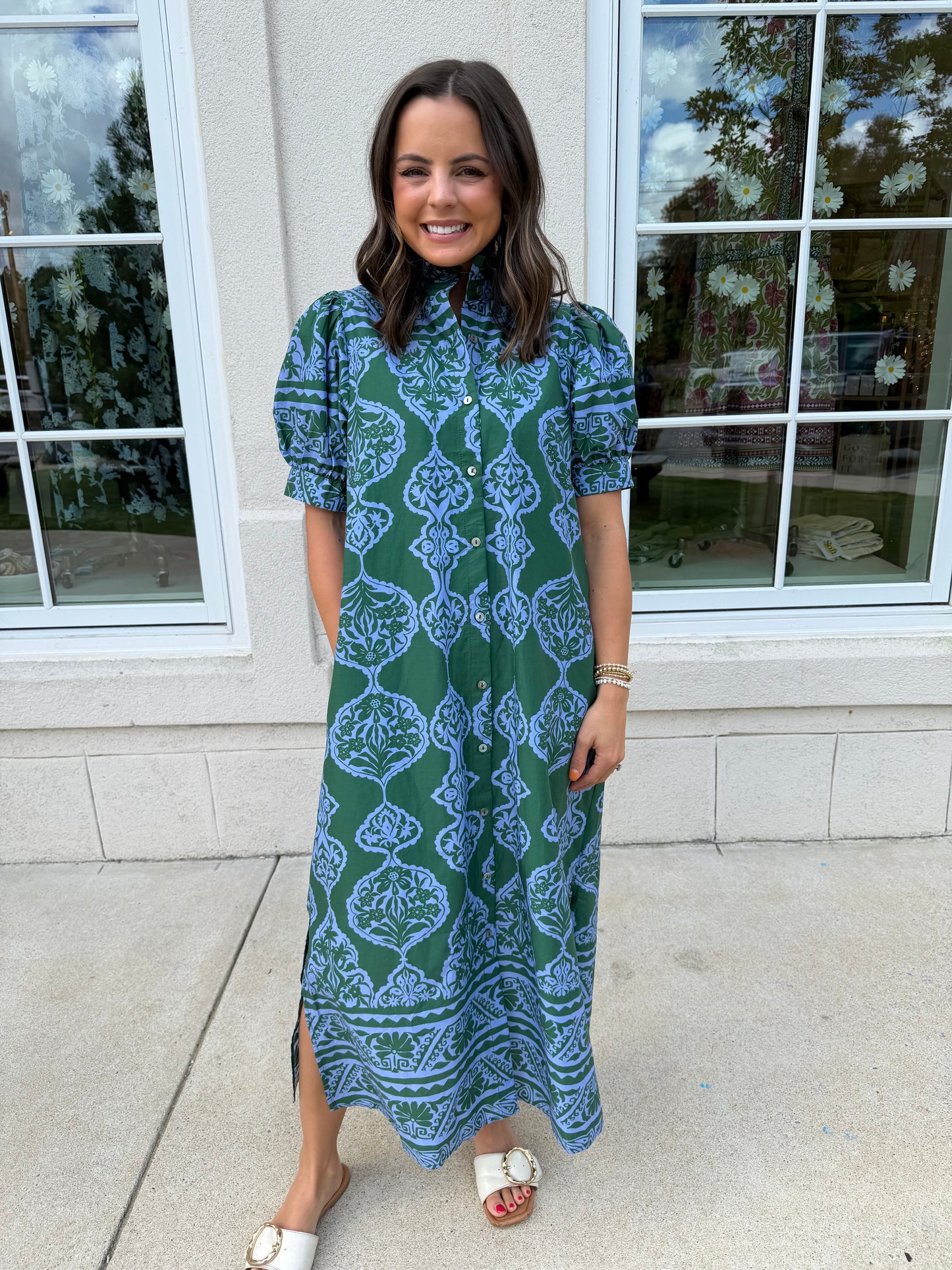 Hunter Green and Periwinkle Maxi Dress