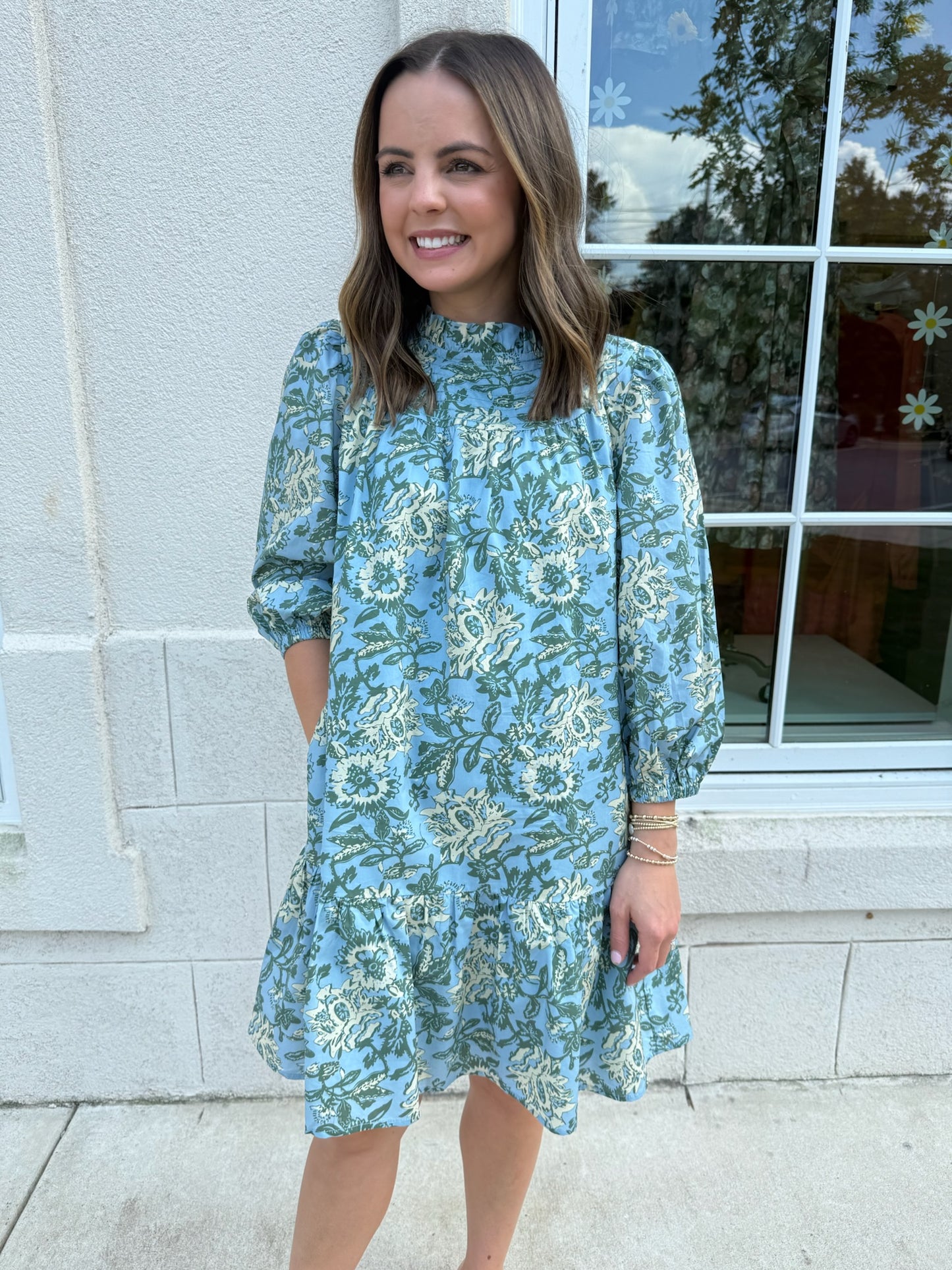 Blue Print Tiered Dress