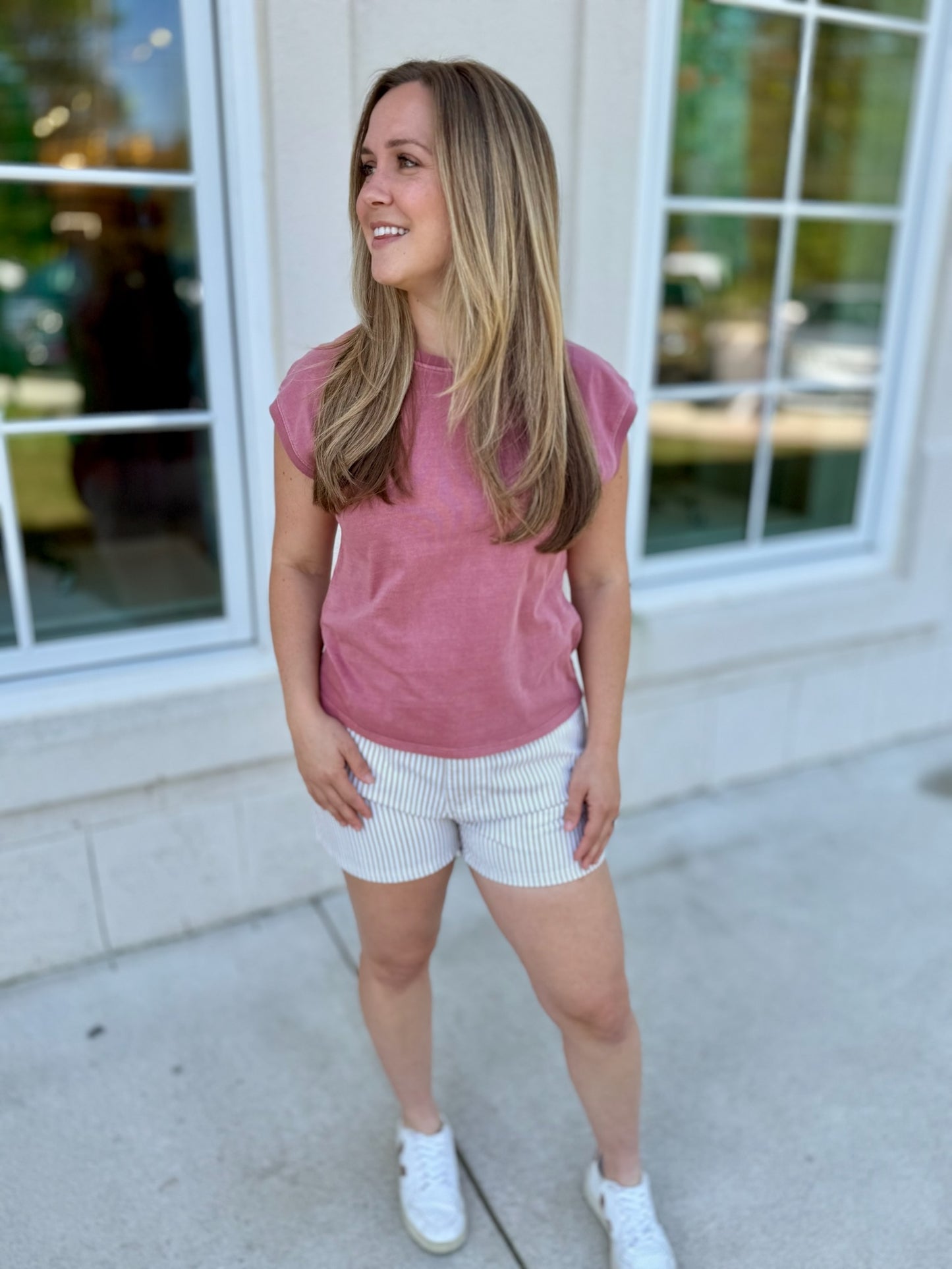 Coral Basic Cap Sleeve Tee
