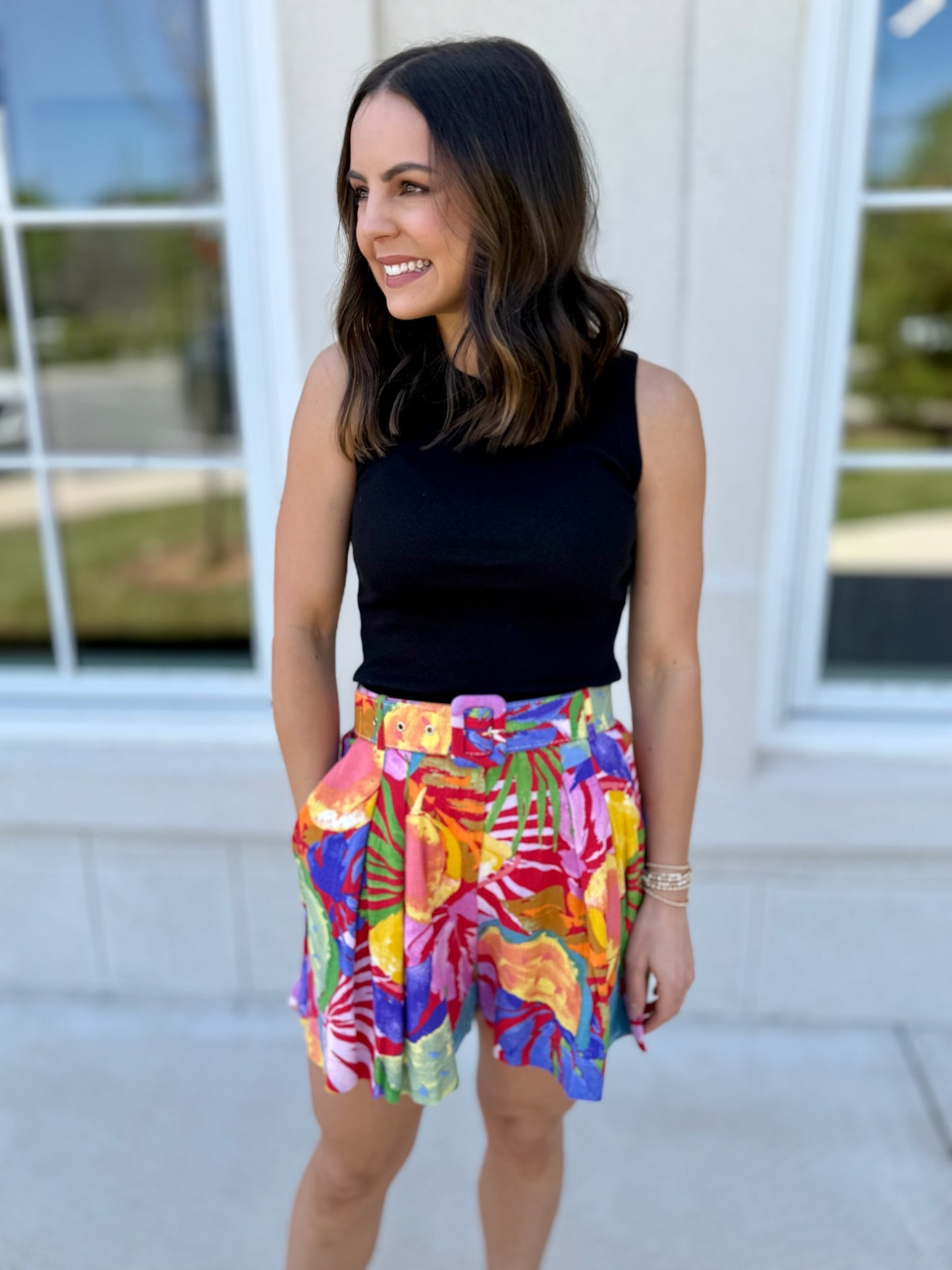 Fruit Print Linen Blend Shorts