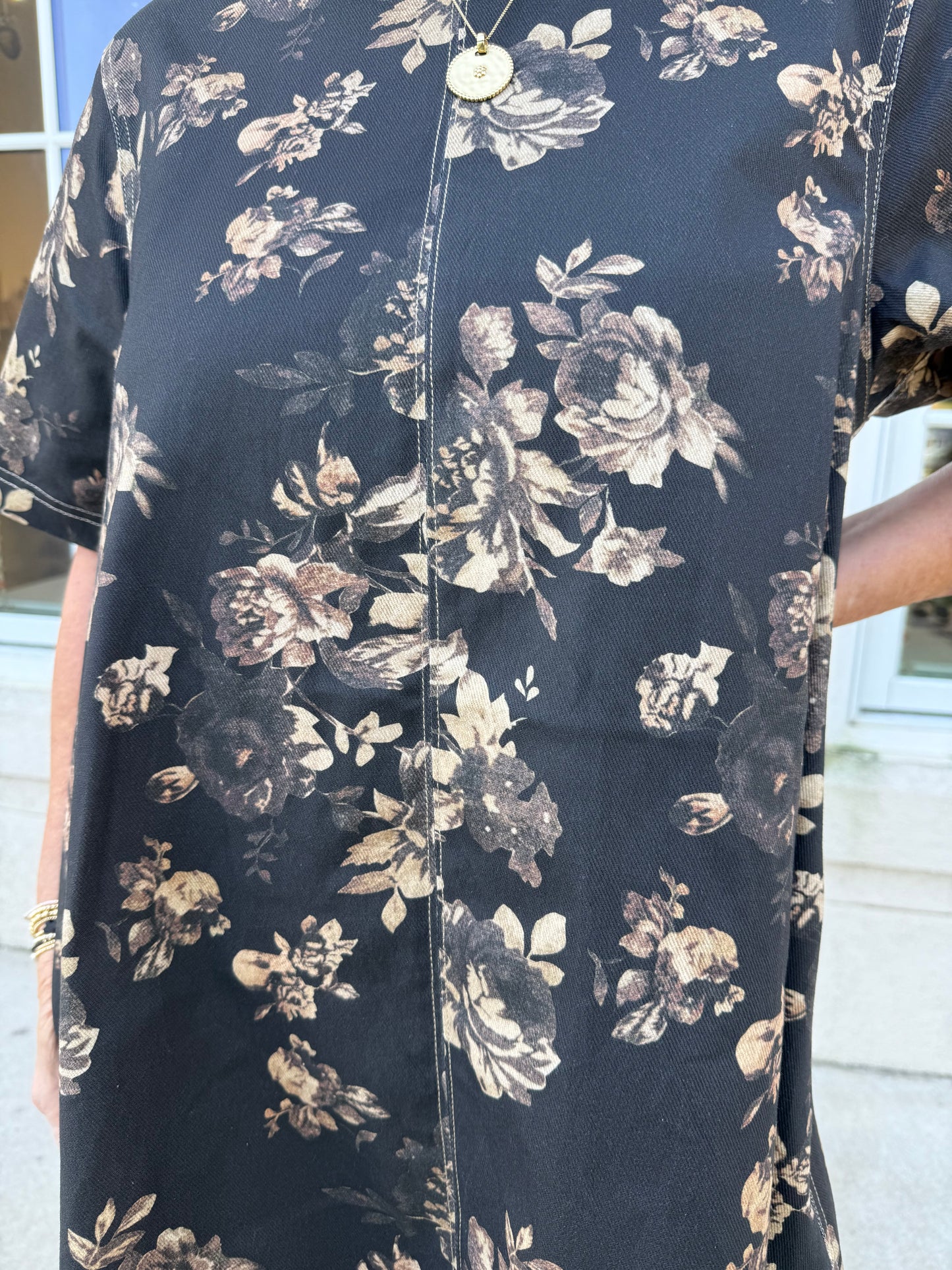 Black and Floral Print Mini