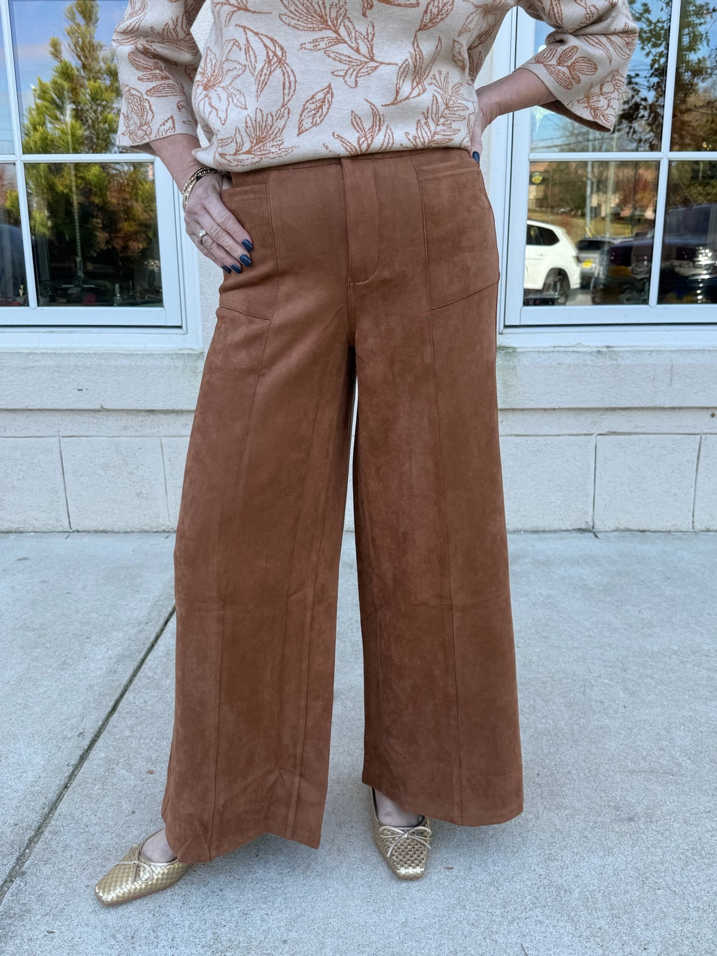 Camel Stretchy Suede Pants