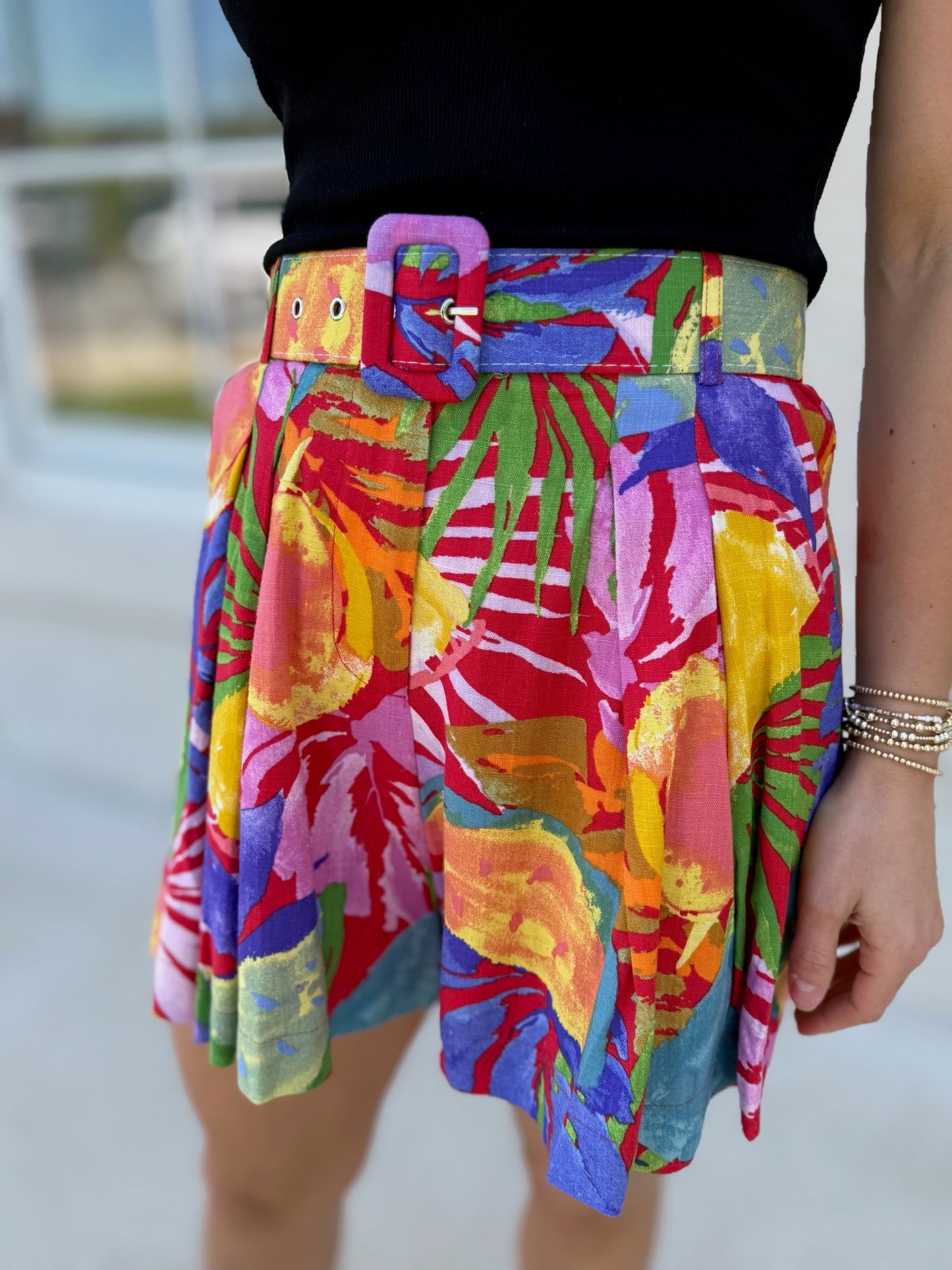 Fruit Print Linen Blend Shorts