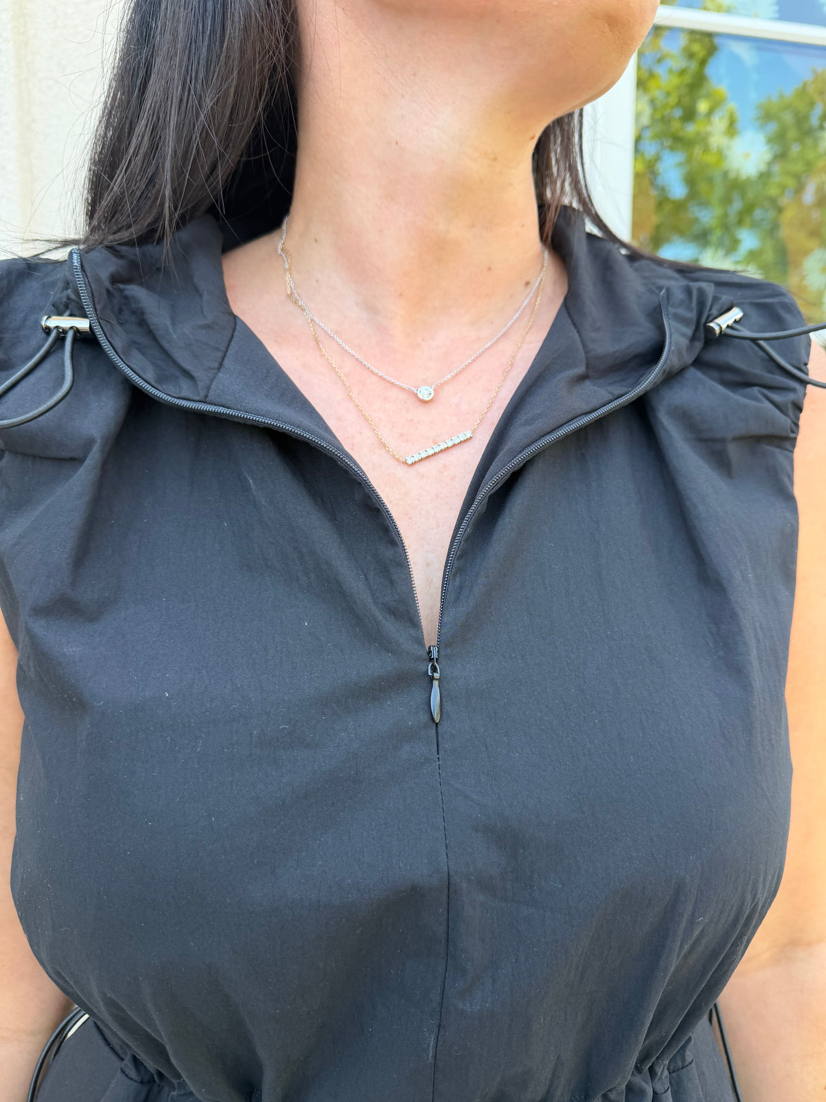 Black Sleeveless Drawstring Midi