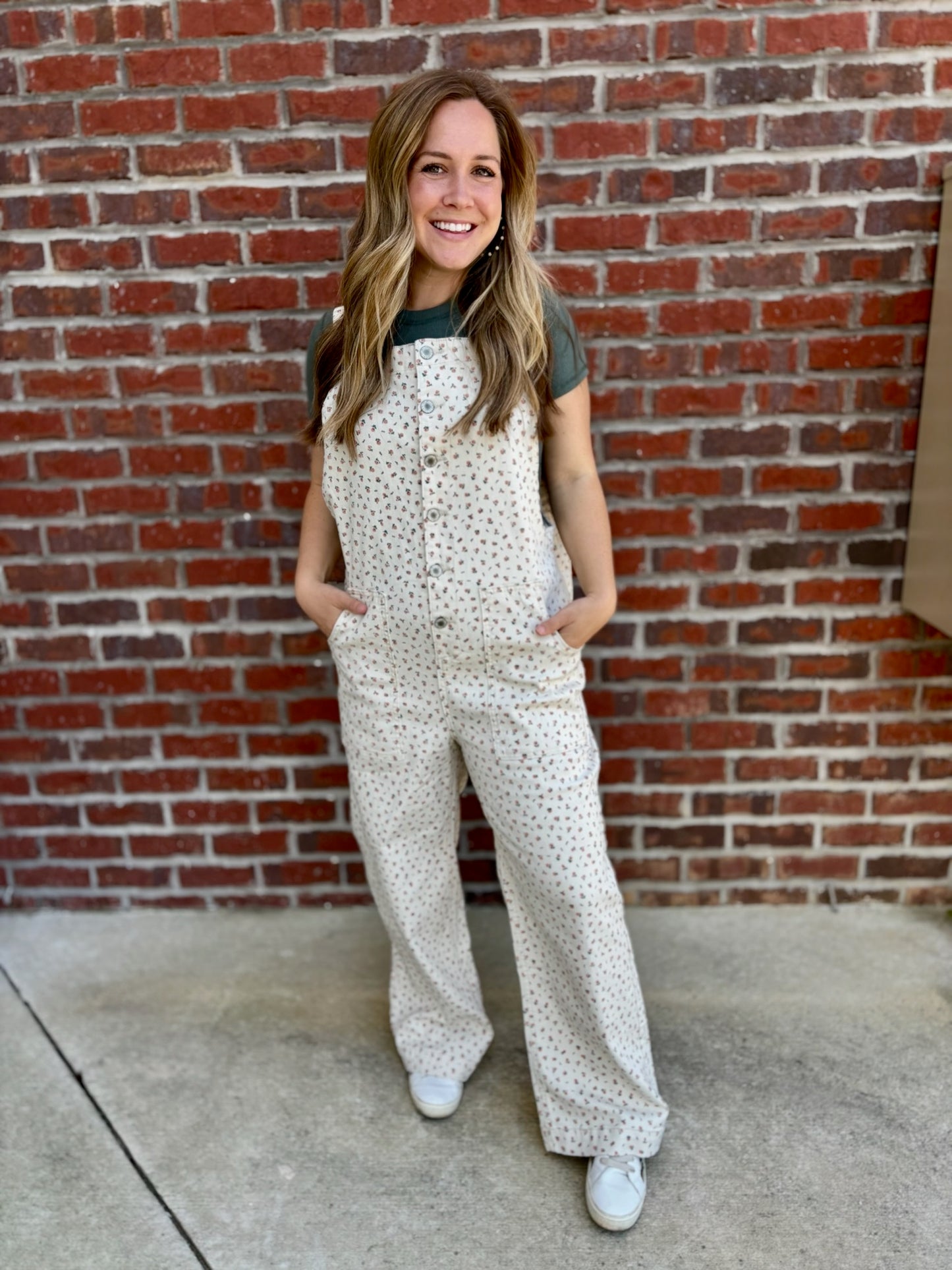Cream Combo Floral Overalls