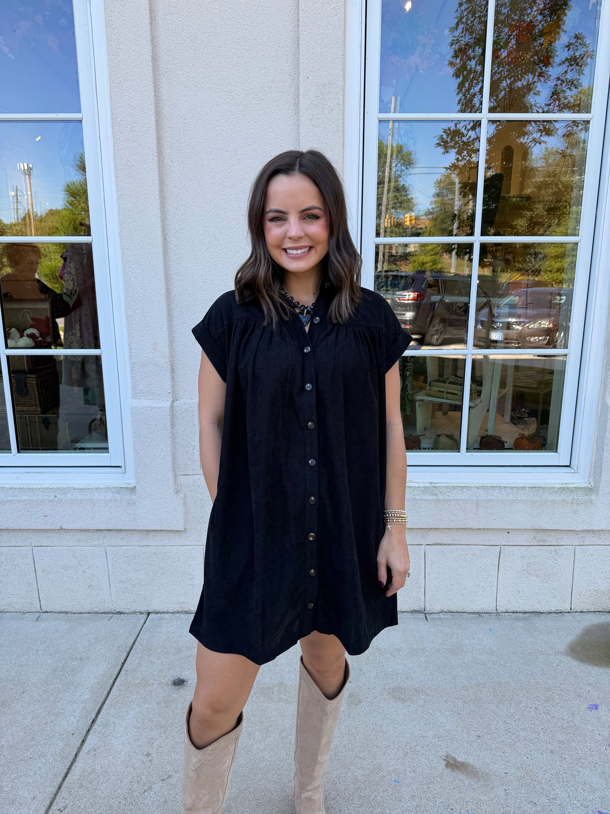Black Corduroy Mini Dress