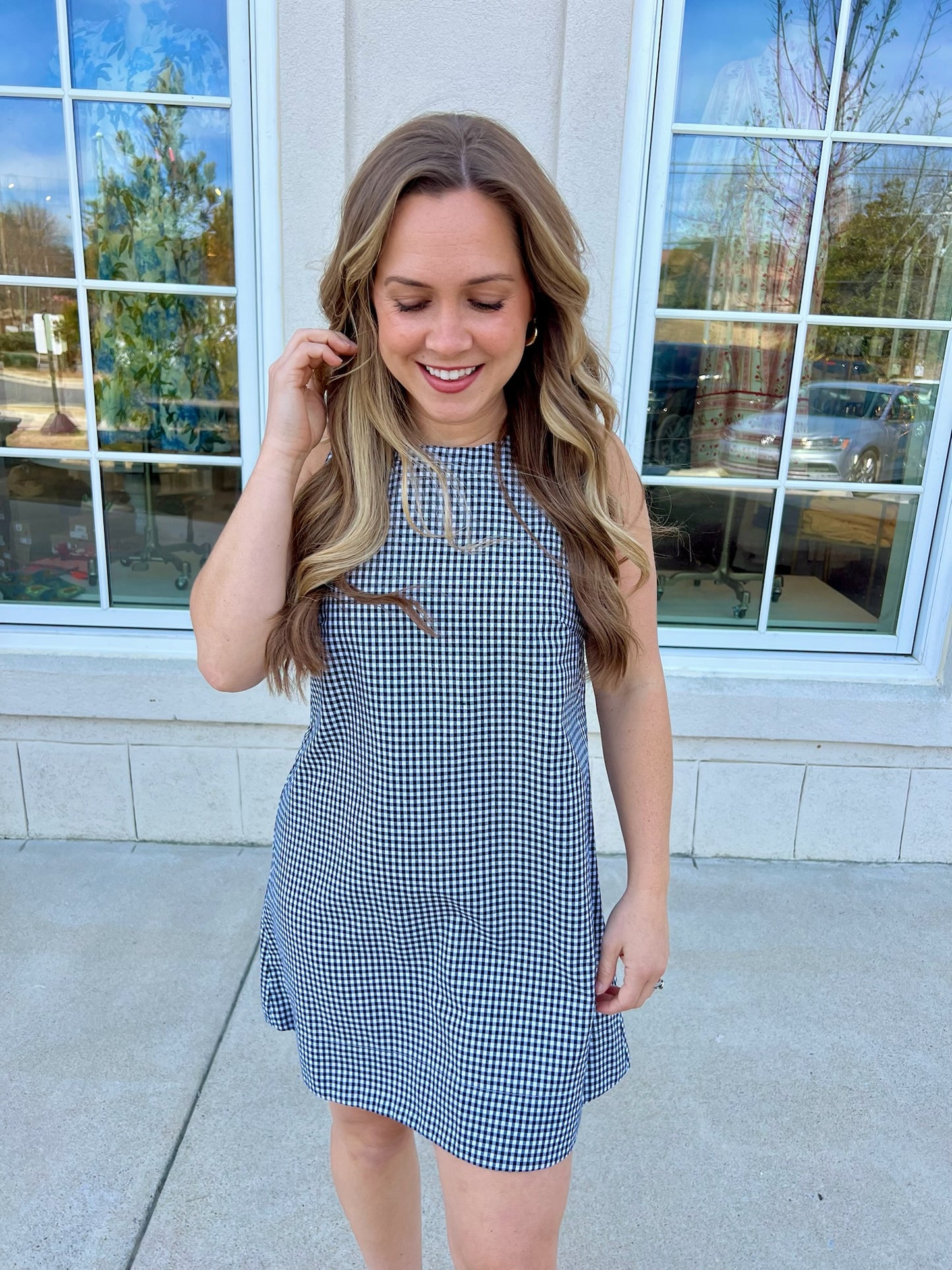 Black and White Linen Blend Dress