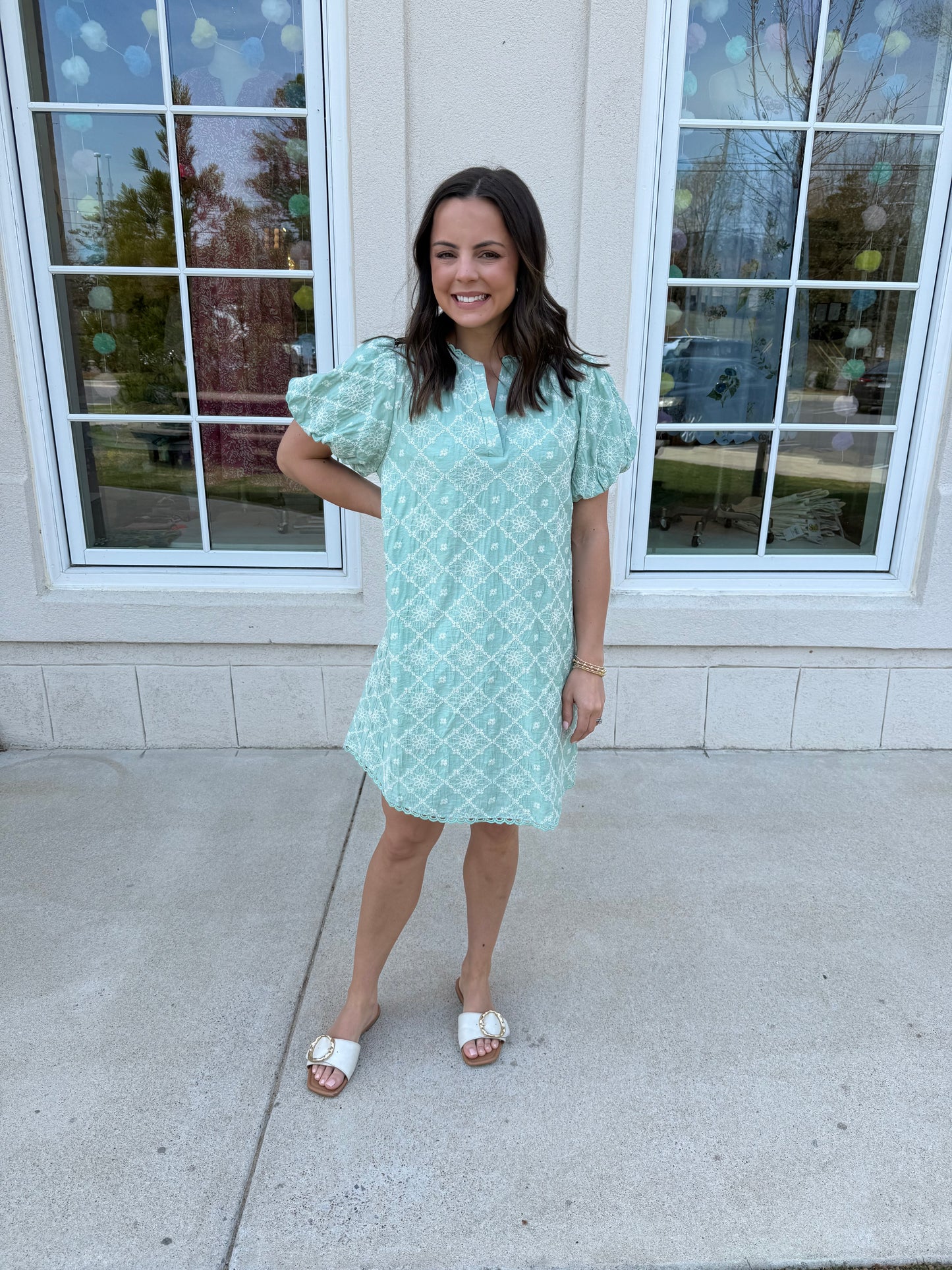 Mint Eyelet Dress