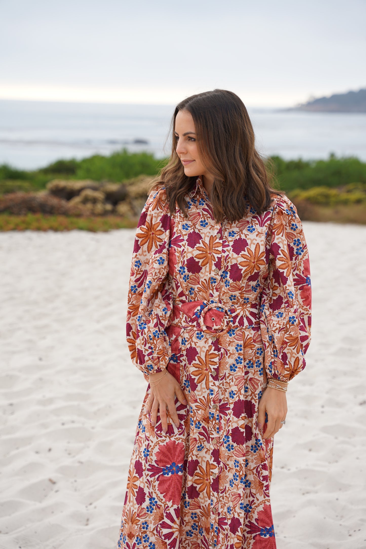 Cream and Rust Maxi Dress